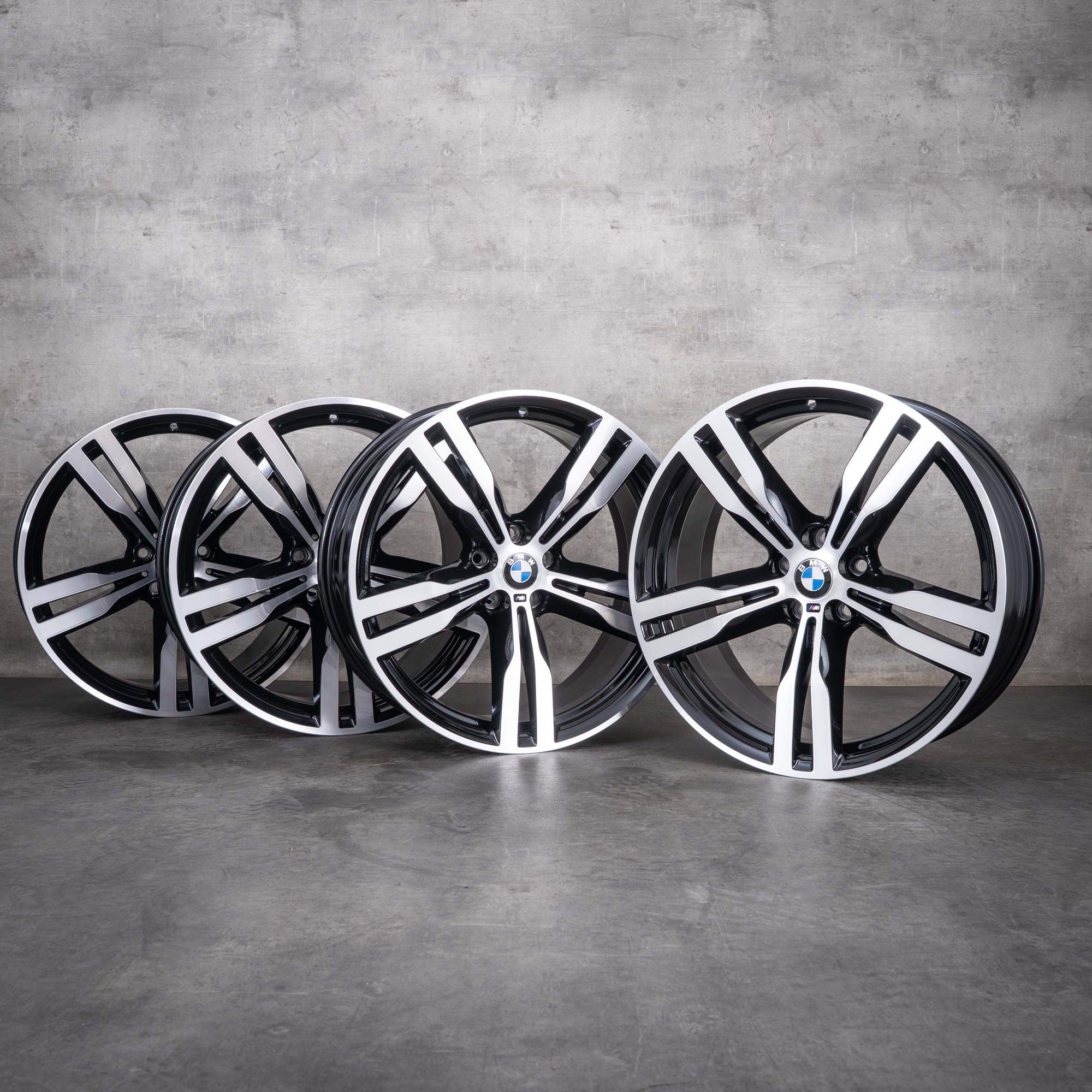 Oryginalne felgi BMW serii 6 GT i serii 7 20 cali G11 G12 G32 stylizacja 648 M 7850581 7850582 czarne z efektem diamond cut NOWE