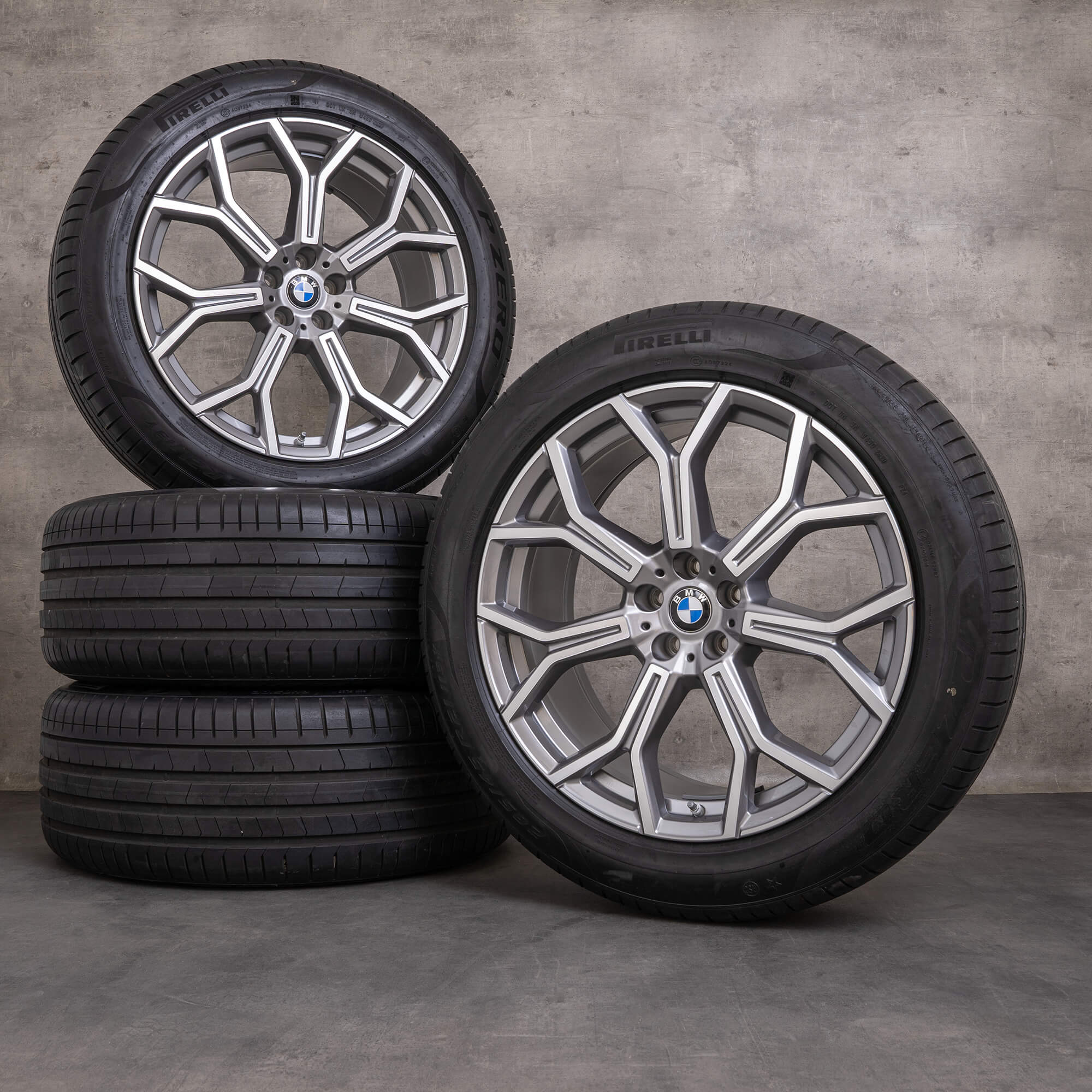 Original BMW X7 Felgen 21 Zoll G07 Sommerräder Styling 753 6885142 ferric grey glanzgedreht
