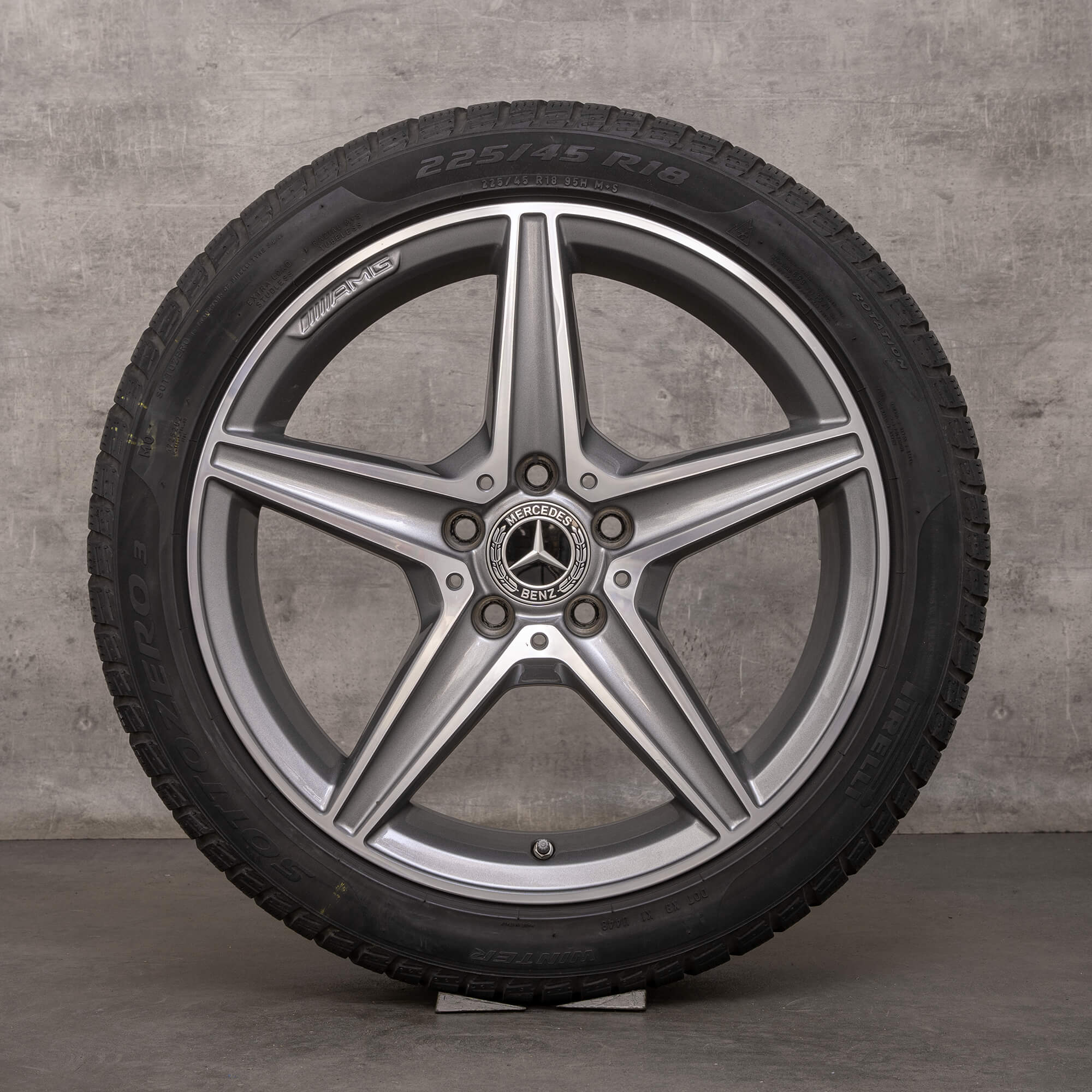Genuine Mercedes Benz Clase C AMG neumáticos de invierno 18 pulgadas W205 S205 C205 A205 llantas A2054011100 5mm gris himalaya brillante torneado