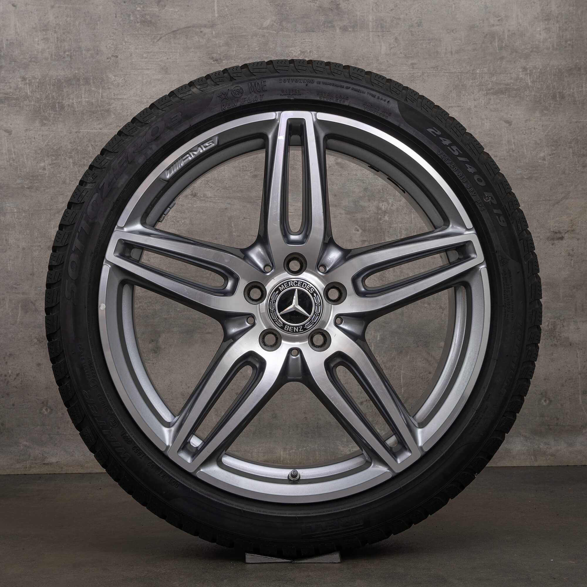 Original Mercedes Benz E-Klasse AMG Winterräder 19 Zoll W213 S213 C238 A238 Felgen A2134012000 himalaya grey glanzgedreht