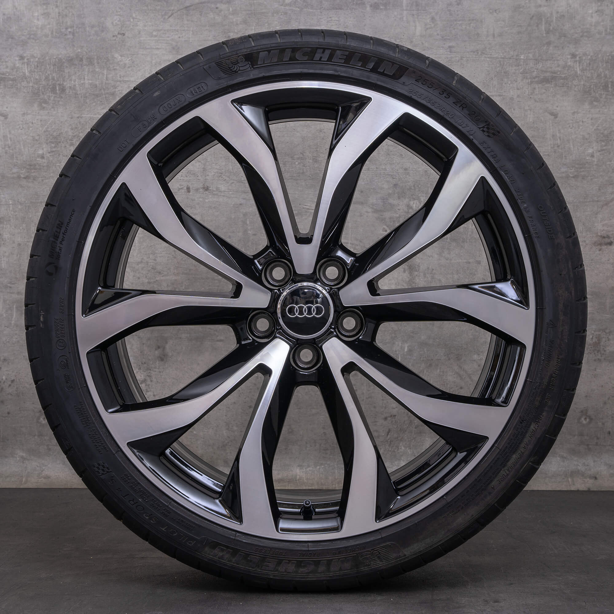 Oem Audi A6 S6 20 pouces 4G C7 jantes pneus été 4G0601025G noir brillant roues d'été