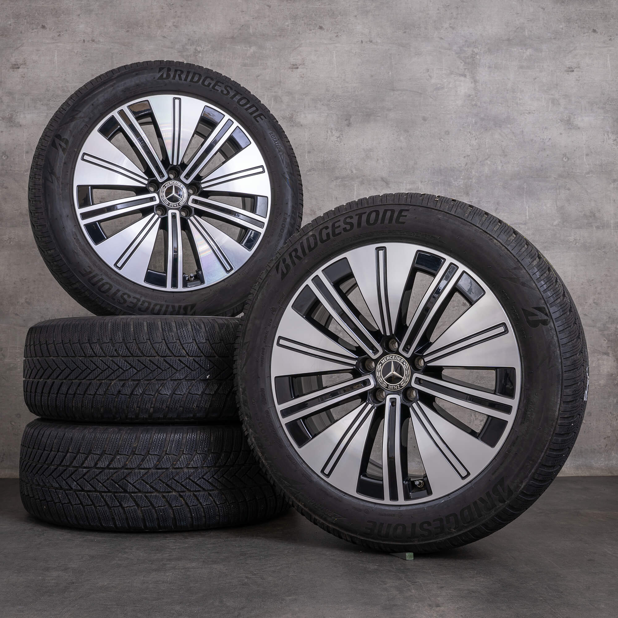 Orijinal Mercedes Benz EQS kış jant lastik 19 inç V297 jantlar A2974010600 siyah yüksek parlaklıkta tornalanmış