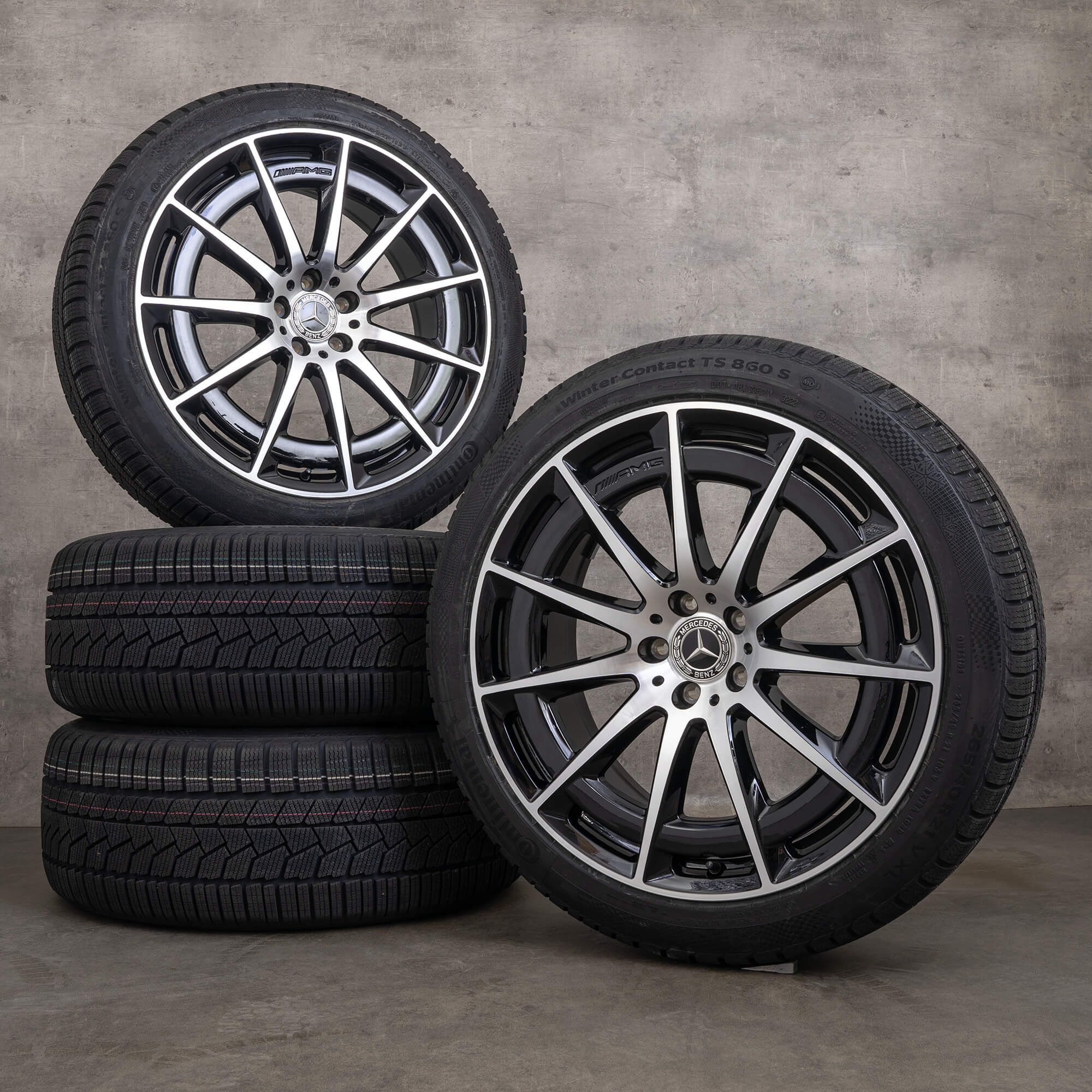 Original Mercedes Benz EQS 53 4Matic AMG llantas de invierno 21 pulgadas SUV V297 A2974011400 negro brillante torneado