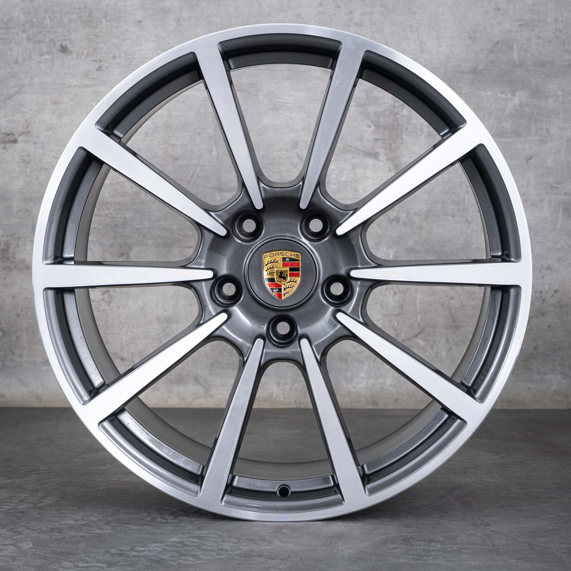 Original Porsche Boxster Cayman 981 Felgen 20 Zoll 718 Sommerräder 98136216014 98136216314 Carrera S III Rad titan glanzgedreht