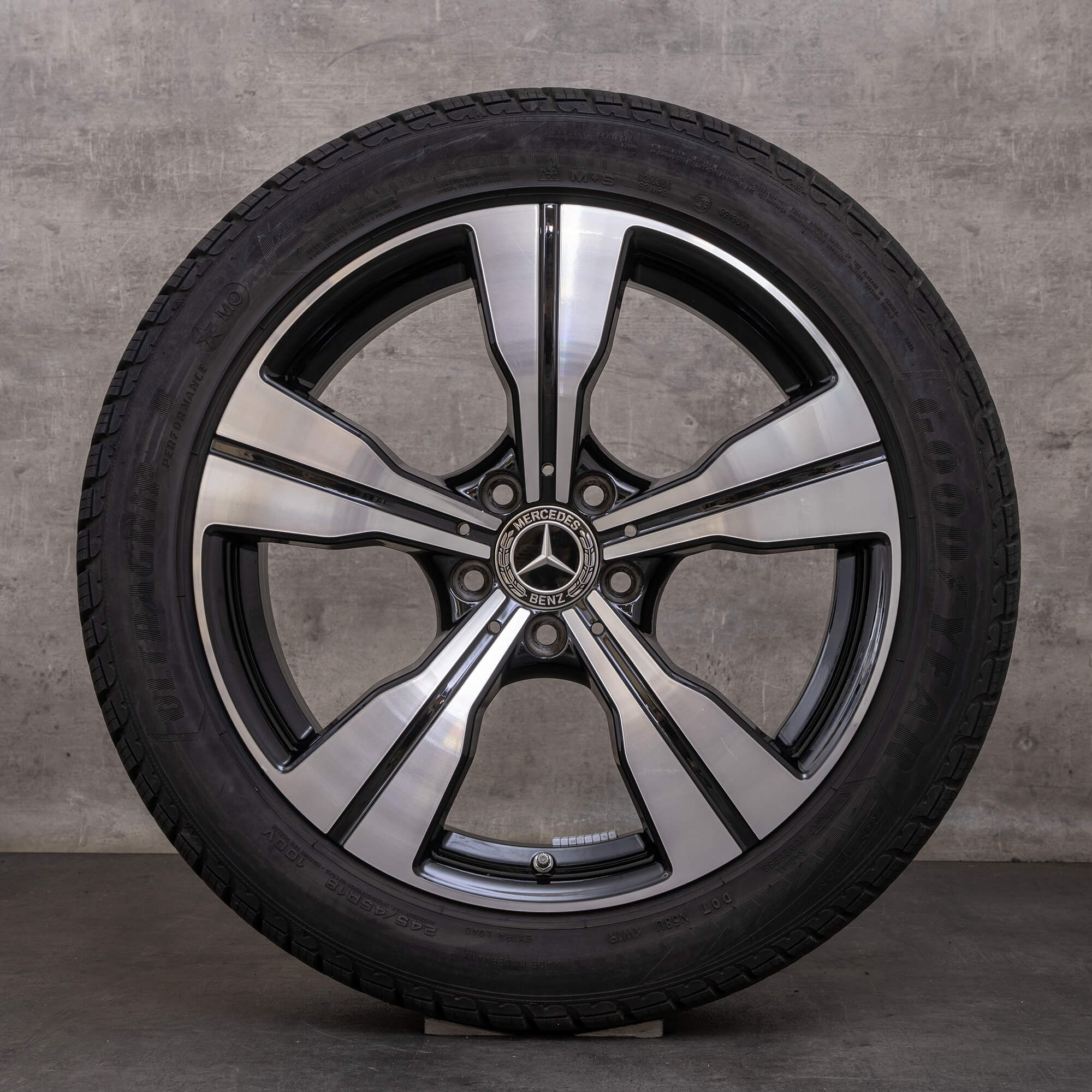 OEM Mercedes Benz C-Class snow tire packages 18 inch All Tarrain X206 Rims A2064014000 black glossy turned