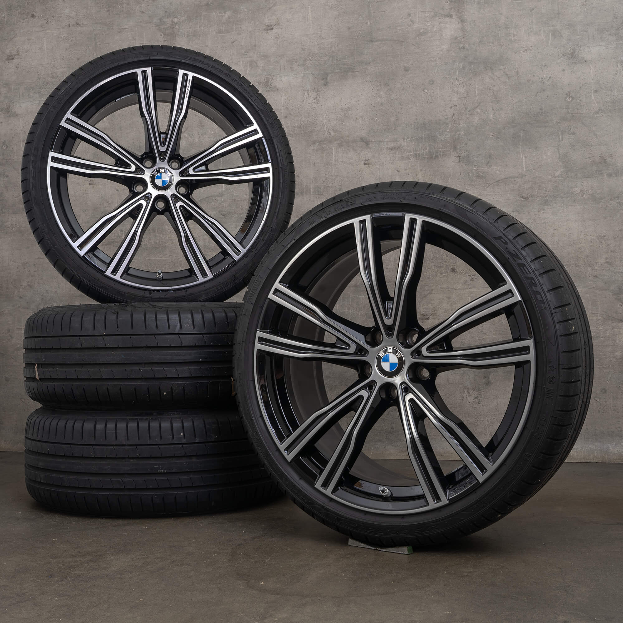 Cerchi originali BMW Serie 8 20 pollici G14 G15 G16 ruote estive 8072027 8072028 Jet Black tornito a specchio