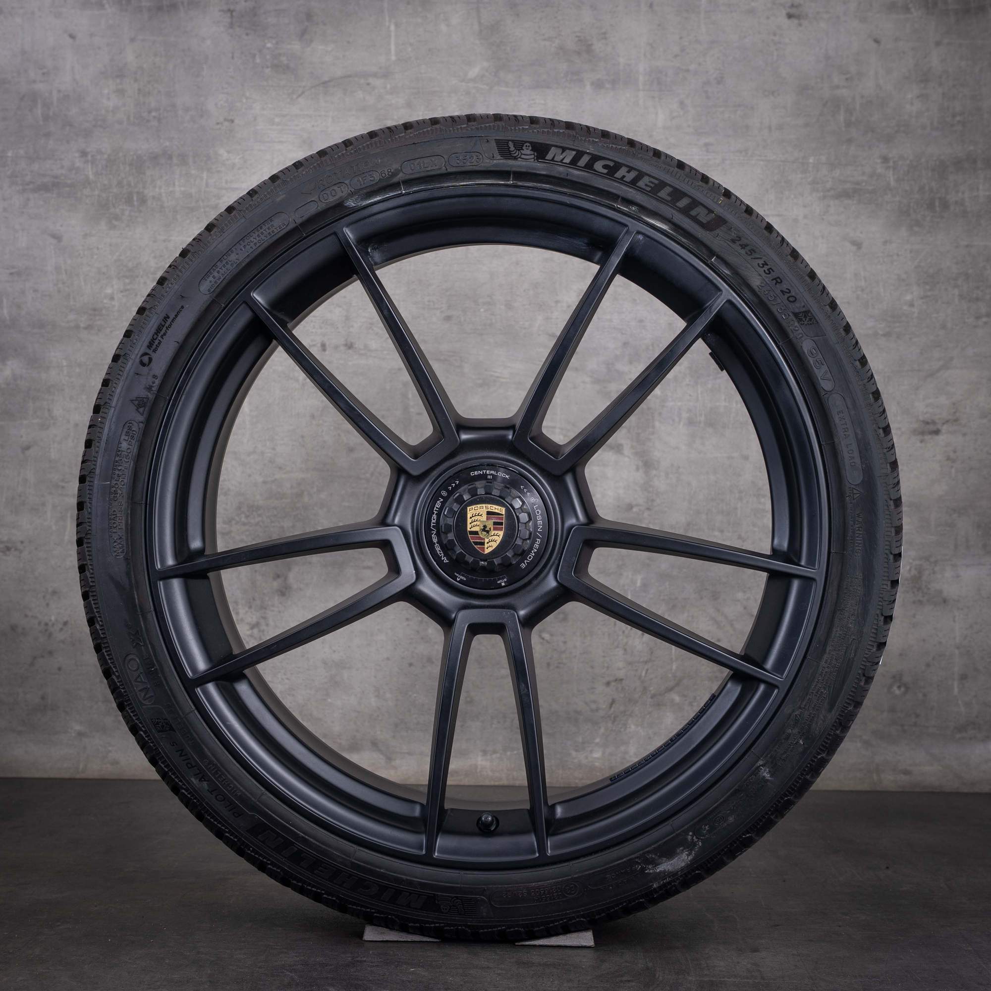 Originale Porsche 992 I vinterhjul 20 21 tommer GTS-fælge 992044602BA mat sort - hjul 2 af 4