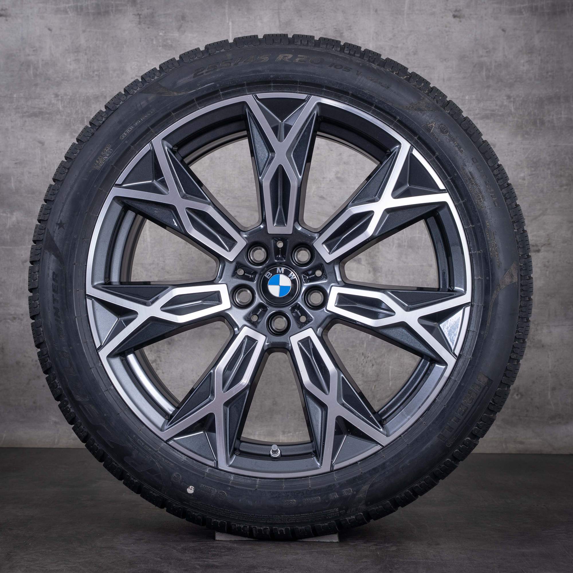 Oryginalne koła zimowe BMW serii 7 i7 X3 20 cali felgi G70 G45 stylizacja 905 5A19DE4 5A19DE5 midnight grey diamond cut NOWE