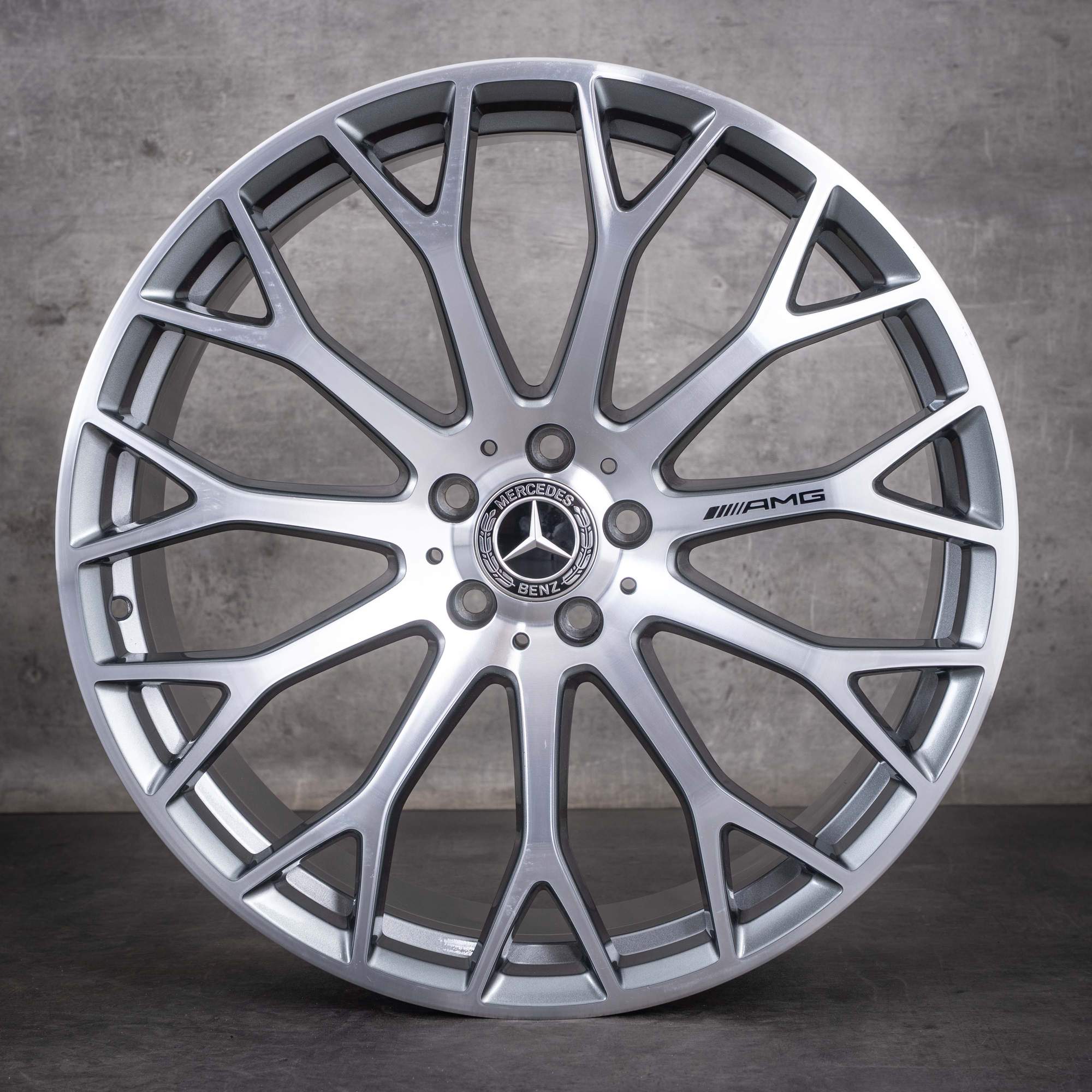 OEM Mercedes-Benz SL 43 55 63 AMG 21inch R232 4Matic S E Performance rims A2324012700 A2324012800 Himalaya Gray front diamond cut