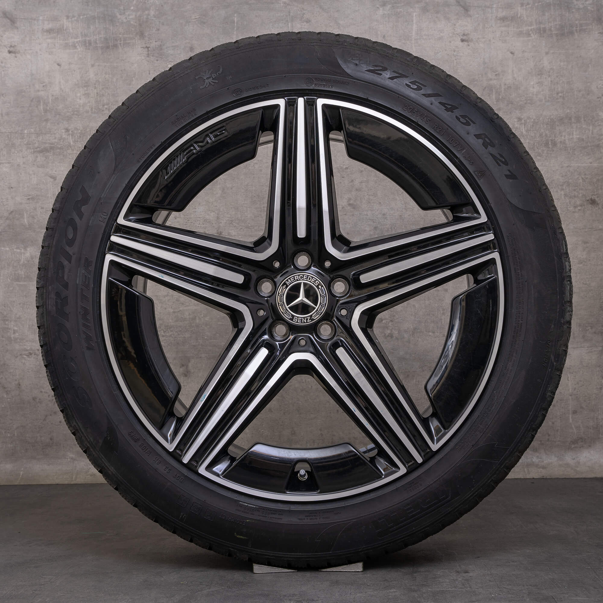 OEM Mercedes Benz GLE AMG winter wheels 21 inch V167 C167 rims A1674014301 A1674014401 black glossy turned