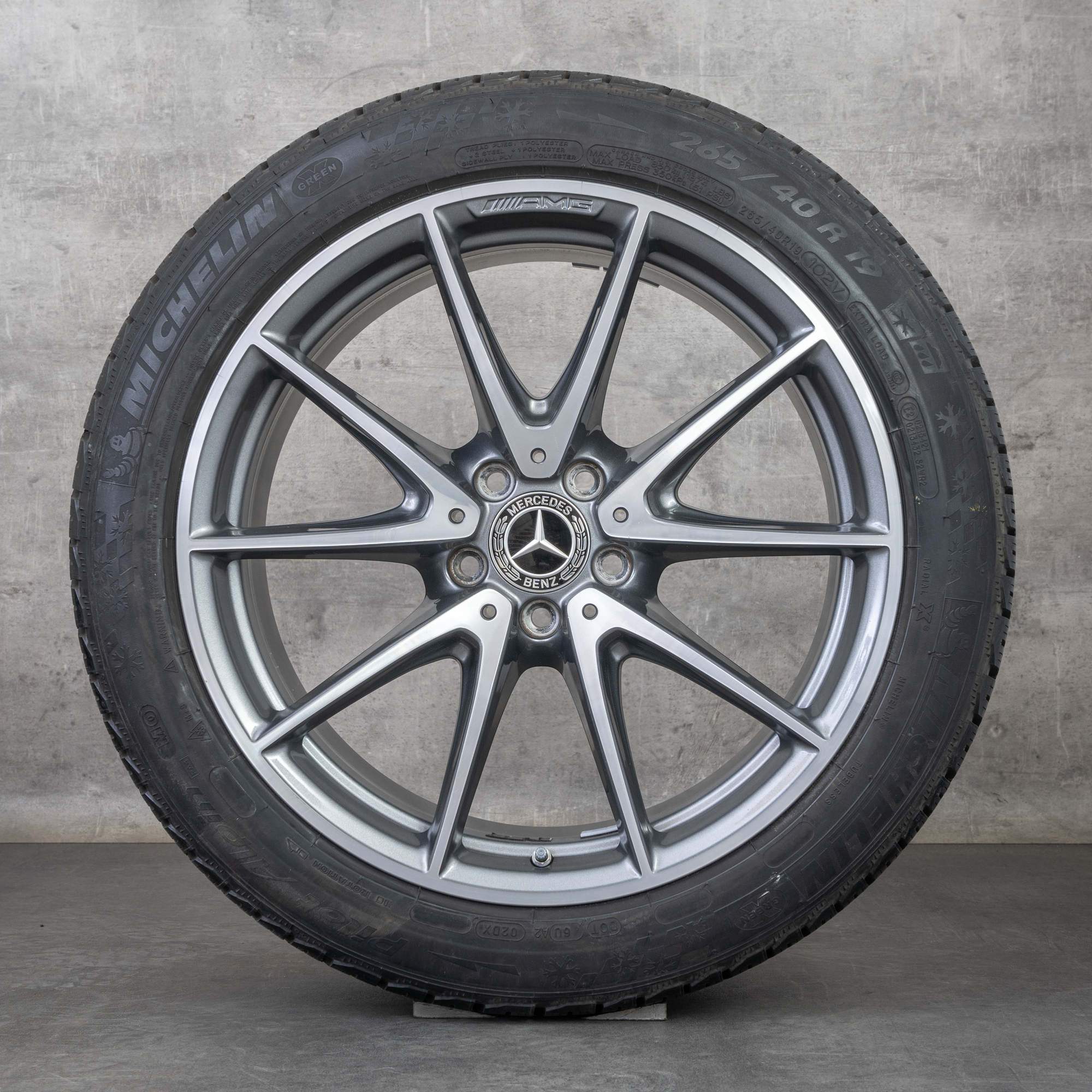 Oryginał Mercedes Benz Klasa E E63 & S AMG koła zimowe 19 cali W213 S213 felgi A2134012600 A2134014600 himalaya szary polerowane toczone