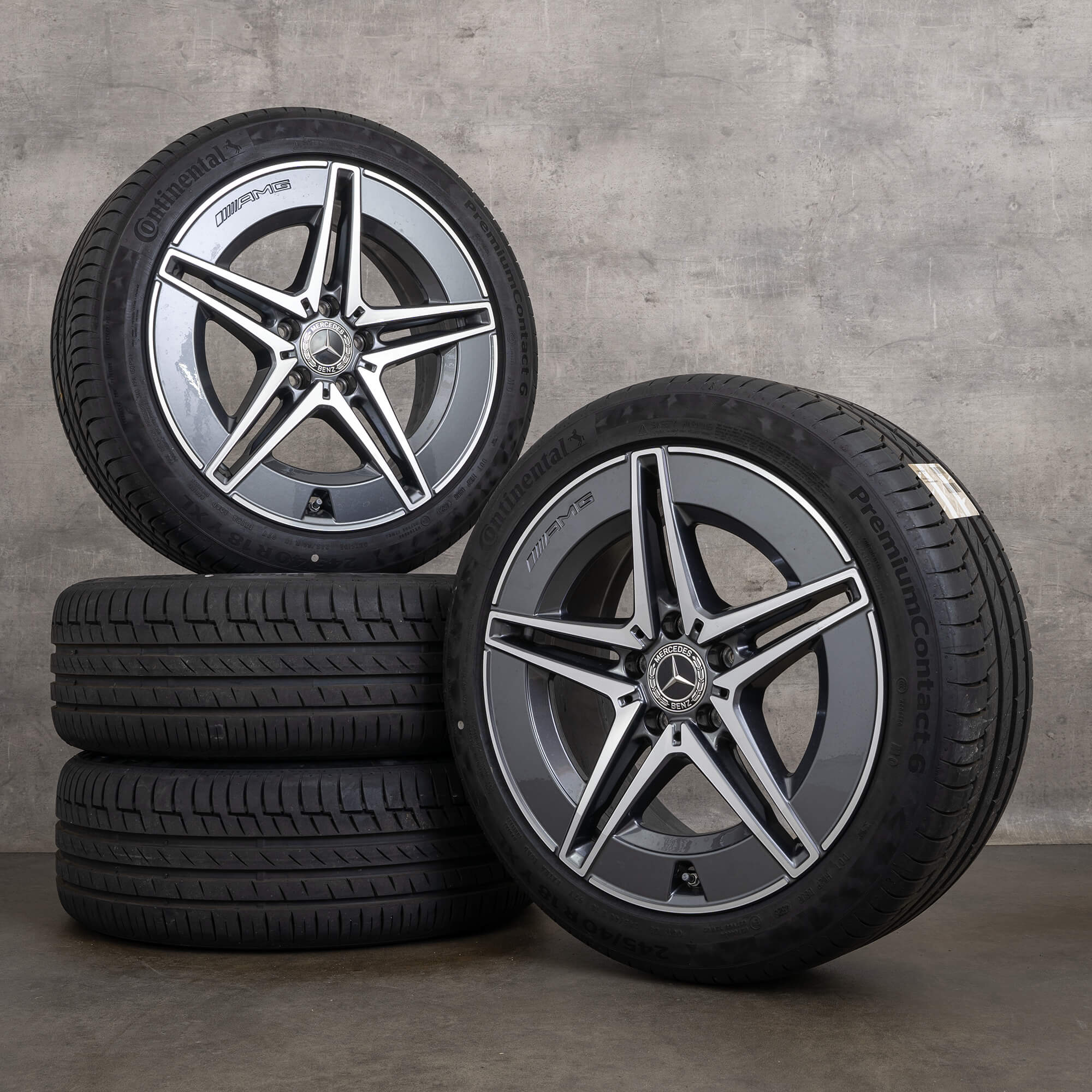 Llantas originales Mercedes Benz Clase C AMG de 18 pulgadas W206 S206 verano A2064011700 A2064011800 Gris Himalaya alto brillo