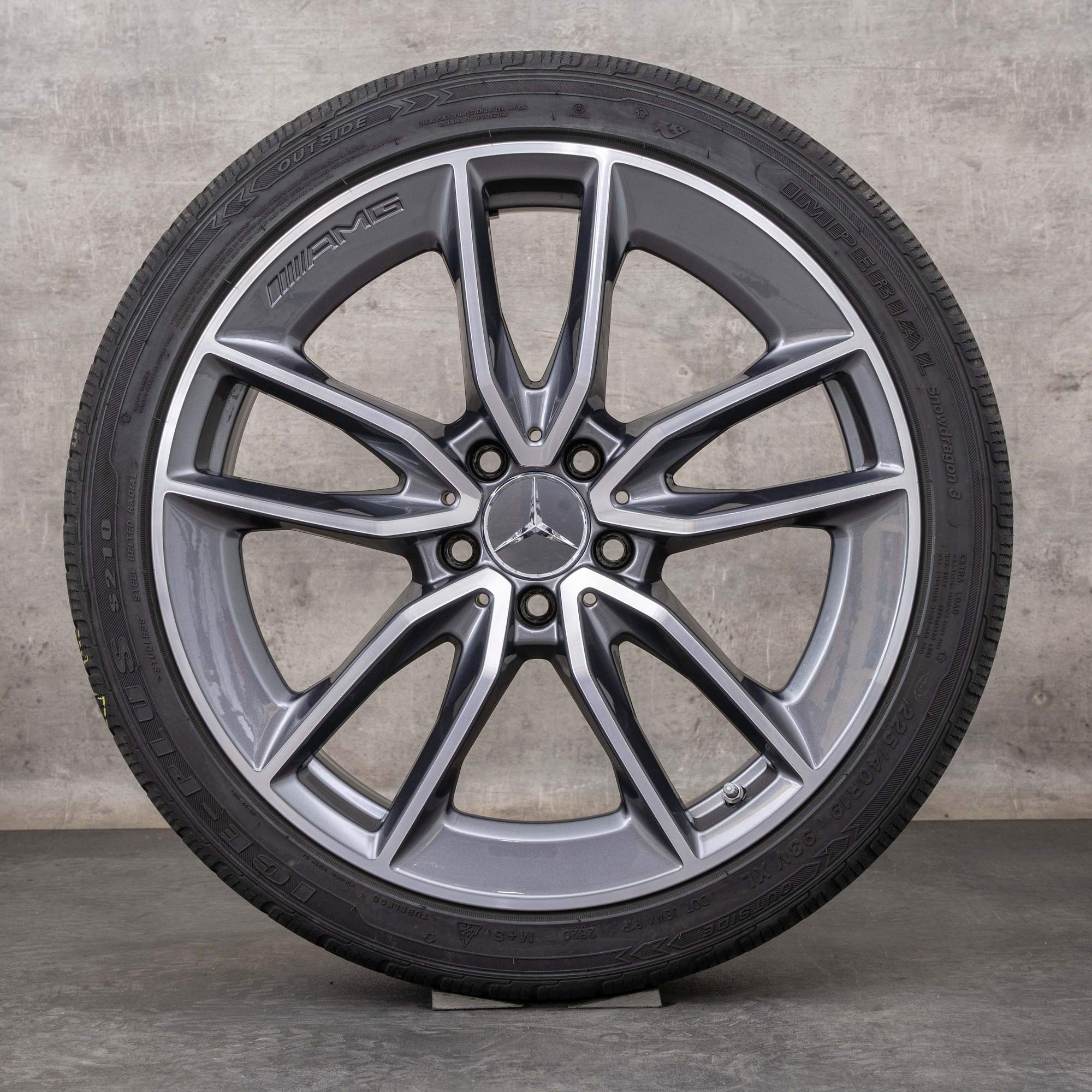Alkuperäiset Mercedes Benz C-sarjan C43 AMG talvirenkaat 19 tuuman W205 S205 C205 A205 vanteet A2054010701 A2054010801 himalajanharmaa kiillotettu käännetty