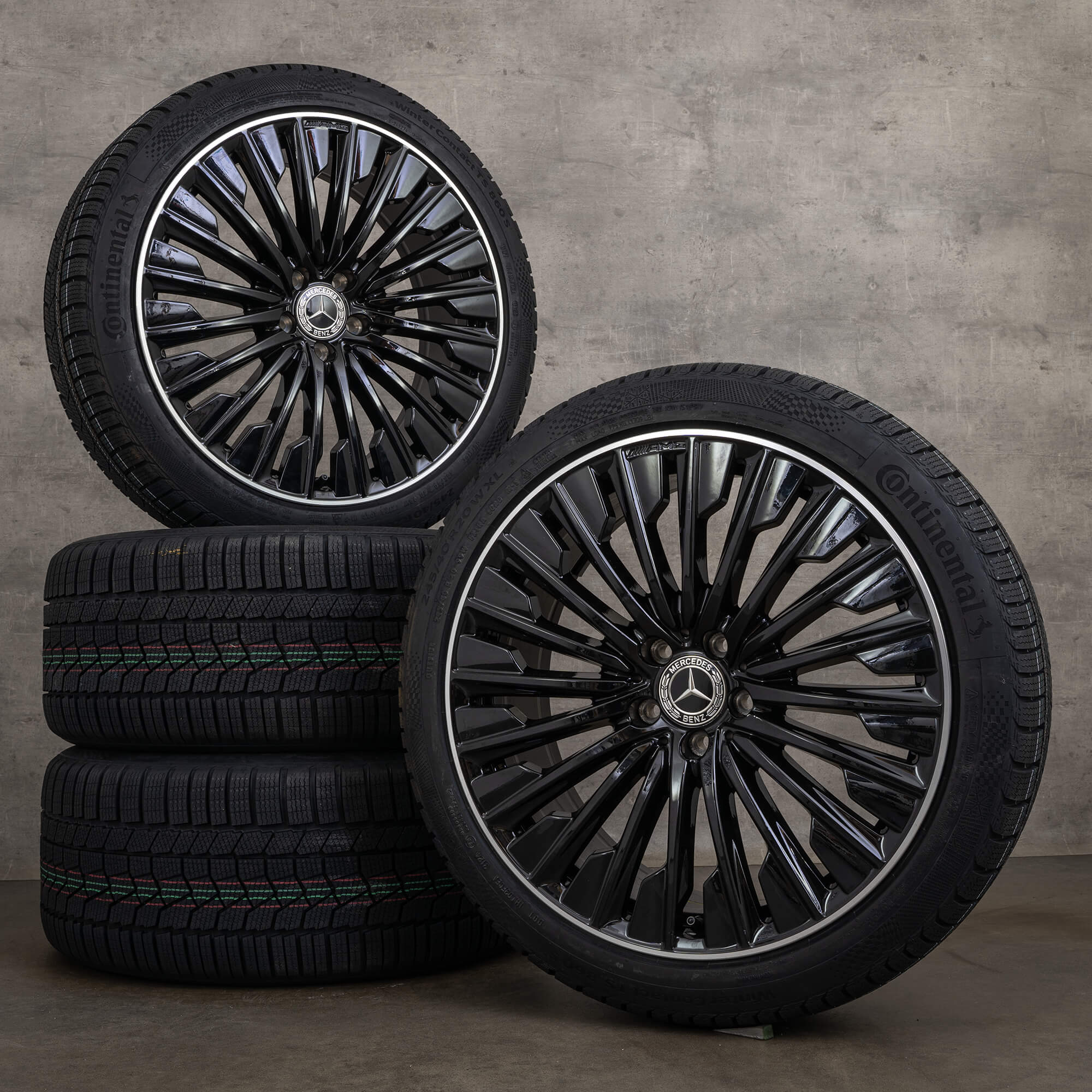 Alkuperäiset Mercedes-Benz E-sarjan AMG-talvirenkaat 20 tuumaa W214 S214 vanteet A2144010500 A2144010600 diamond cut mustat UUDET