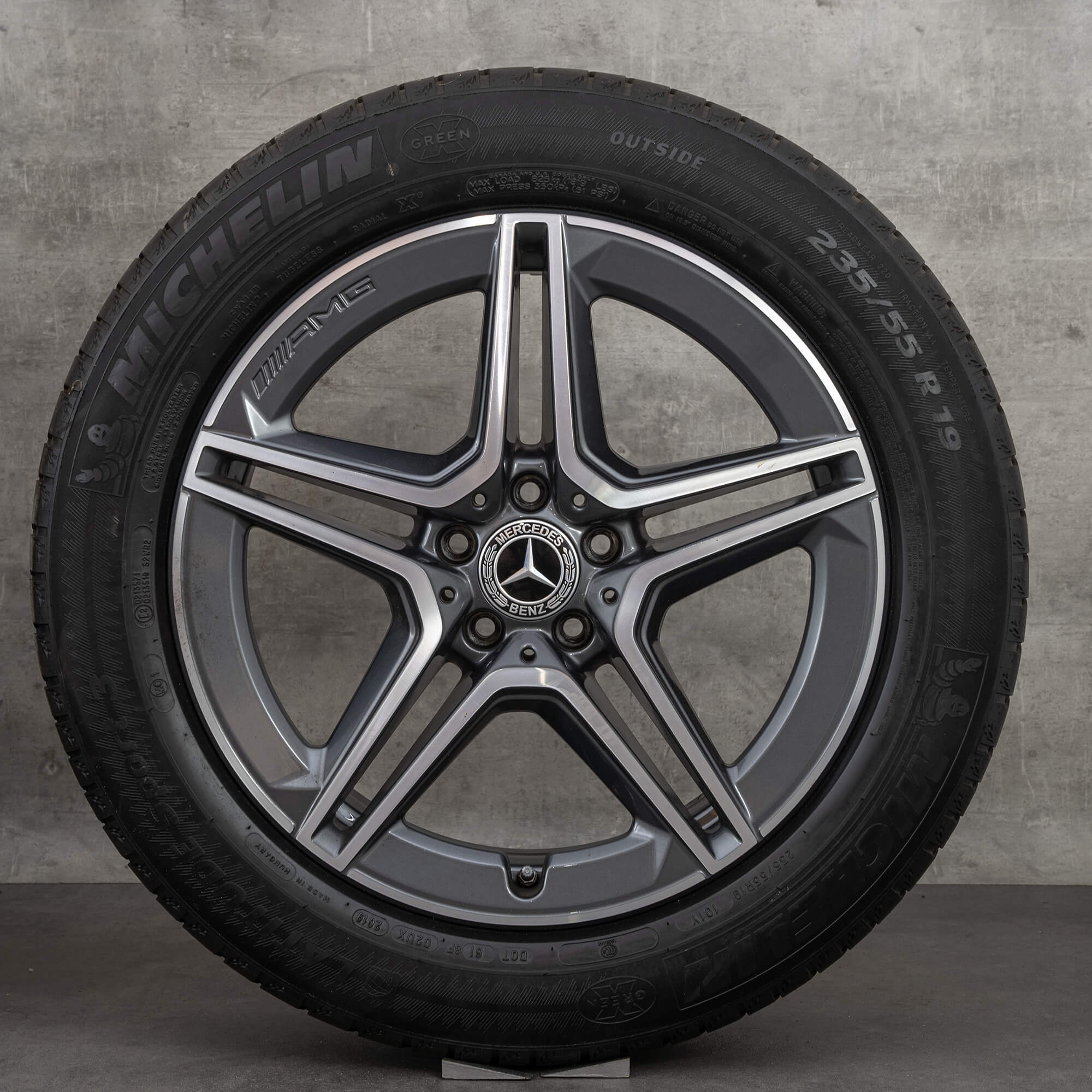 Orijinal Mercedes Benz GLC & 43 AMG jantlar 19 inç C253 yaz jant lastik A2534015300 A2534015400 himalaya gri parlak tornalanmış