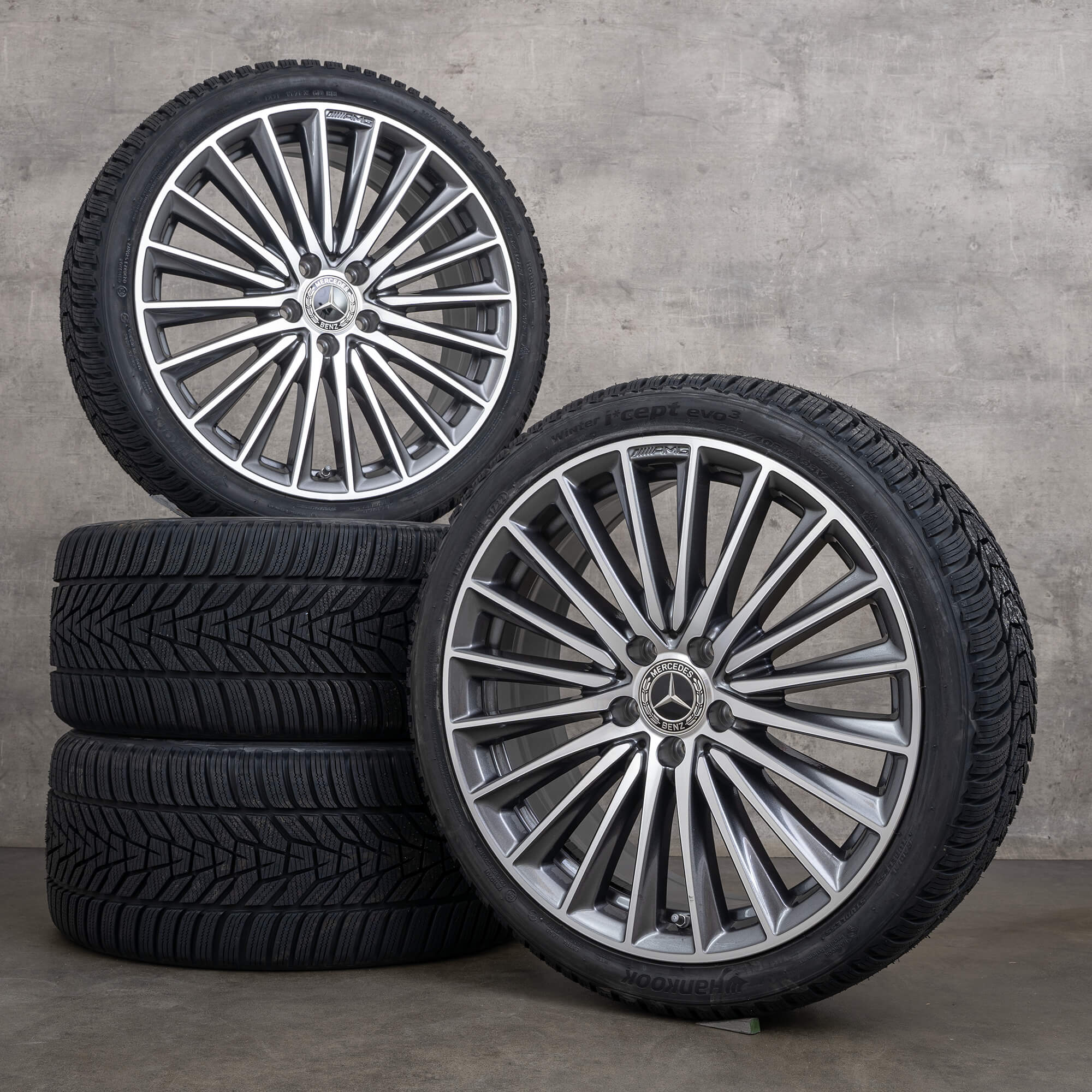 Aito AMG Mercedes Benz A B-sarja CLA 19 tuuman W177 W247 C118 X118 vanteet talvirenkaat A1774014200 himalajanharmaa kiiltävä sorvattu talvivanteet UUSI