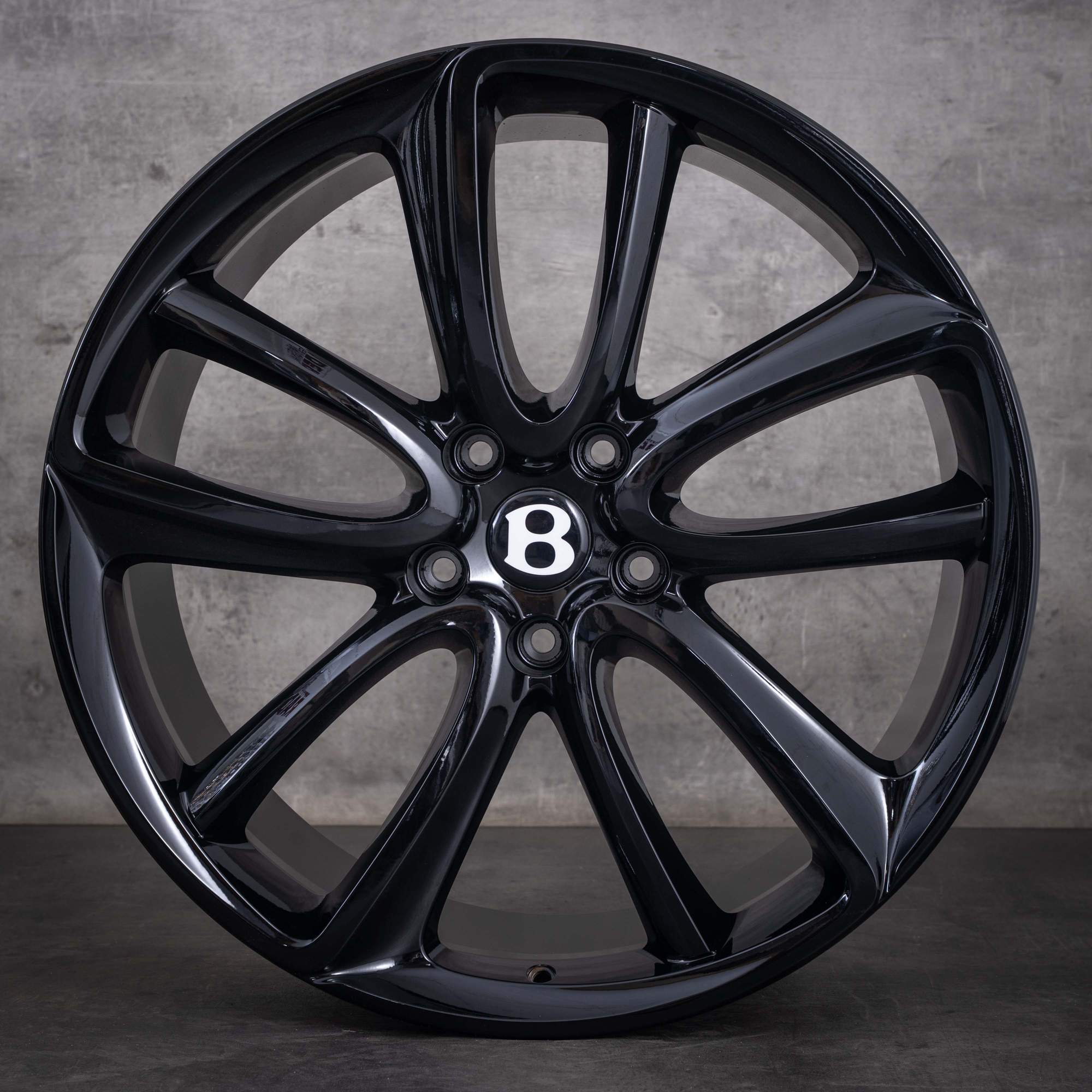 Llantas originales Bentley Continental GT GTC Flying Spur de 22 pulgadas 3S 3SA601025AK 3SA601025AL en negro brillante - llanta 1 de 4
