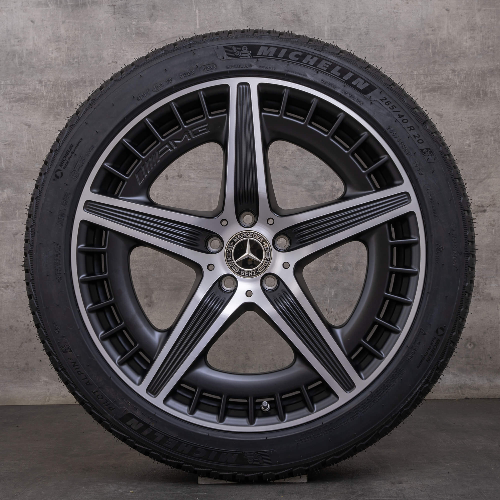 Original Mercedes Benz EQE 43 53 AMG Winterräder 20 Zoll V295 Felgen A2954012700 A2954012800 schwarz matt glanzgedreht