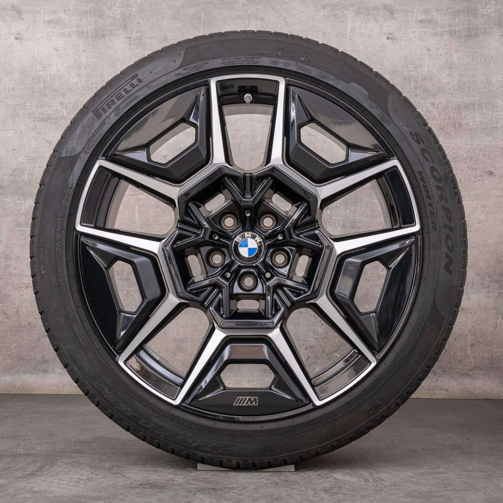 Original BMW XM Winterräder 22 Zoll G09 Felgen Styling 922 M 1543987 1543988 jet black glanzgedreht