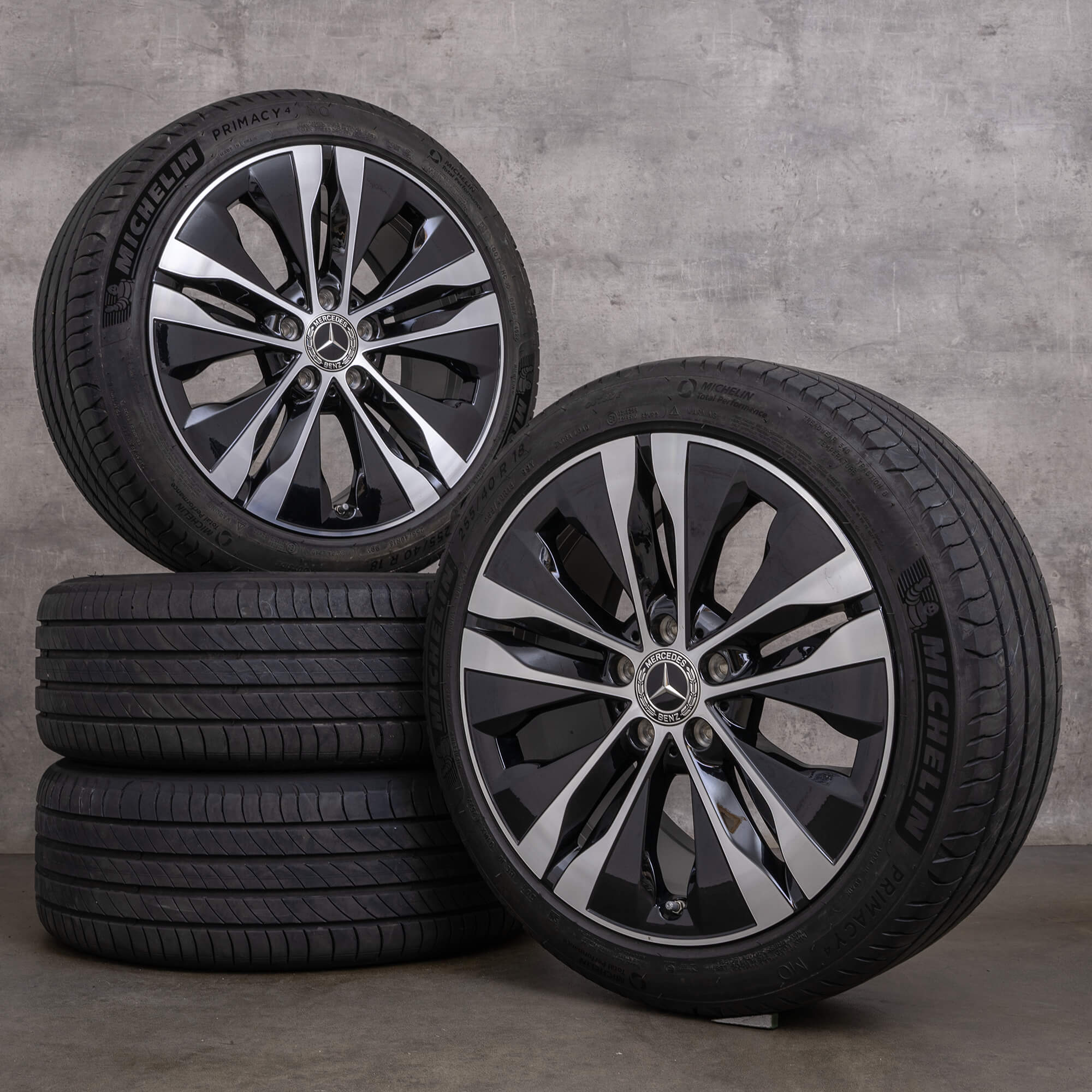 Llantas originales Mercedes Benz Clase C Hybrid 18 pulgadas W206 S206 C300e C300de C400e llantas de verano A2064017300 A2064011400 negro brillante torneado