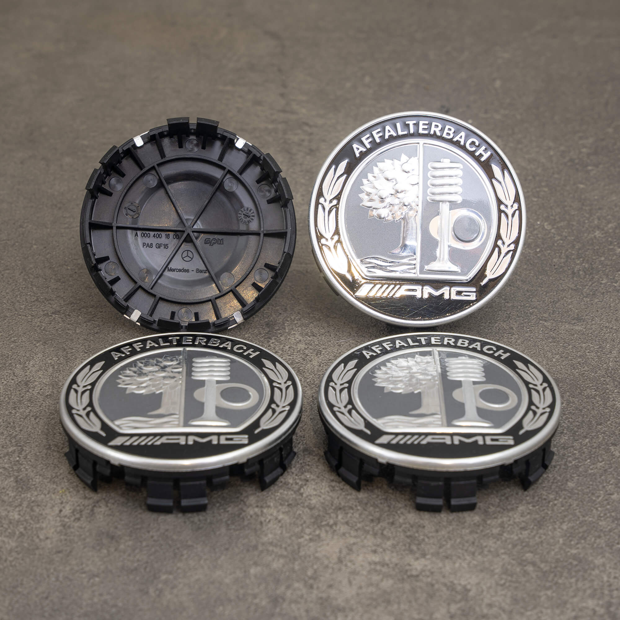 Original AMG Mercedes Benz Affalterbach Nabendeckel Radnabendeckel mit Wappen Nabenkappen A0004001600
