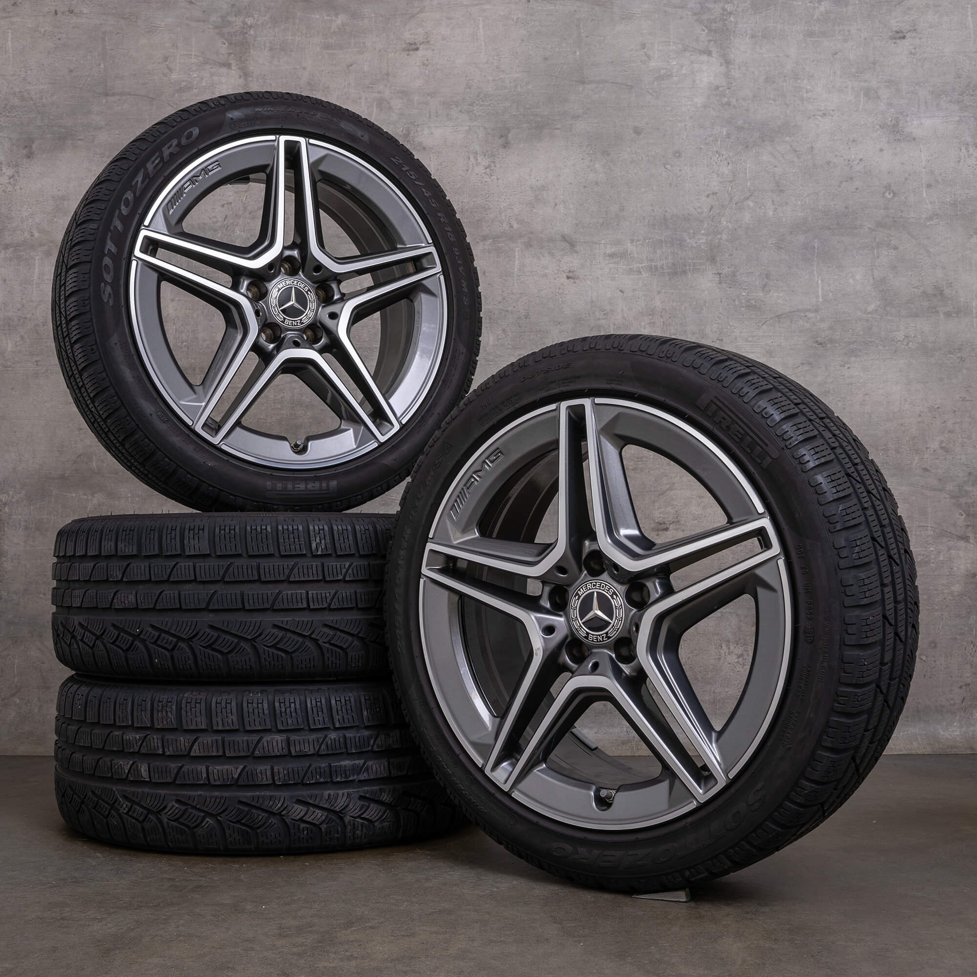 Oryginał AMG Mercedes Benz Klasa A35 koła zimowe 18 cali W177 V177 felgi A1774013800 himalaya szary polerowane