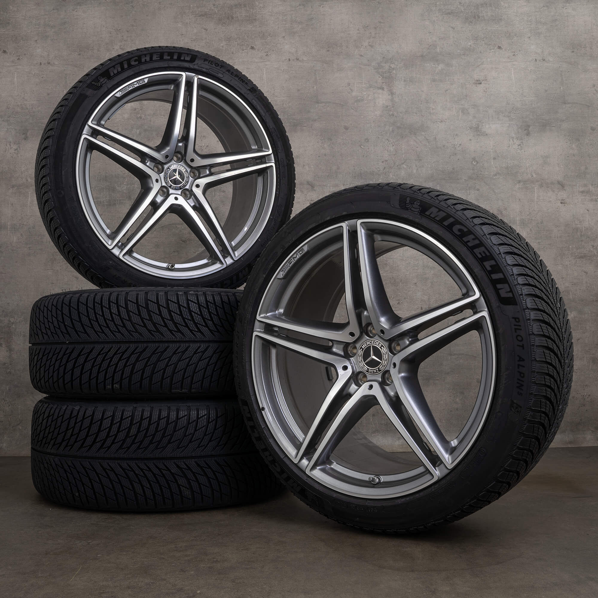 Alkuperäiset Mercedes Benz S-sarjan S 63 AMG talvirenkaat 21 tuuman W223 vanteet A2234012100 A2234012200 himalajanharmaa kiillotettu UUSI