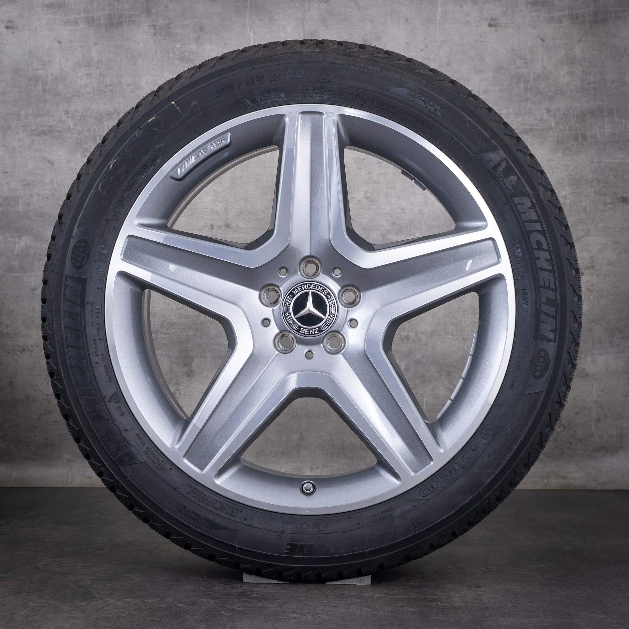 Original Mercedes Benz GLE & 43 AMG Winterräder 20 Zoll W166 Felgen A1664012002 himalaya grey glanzgedreht