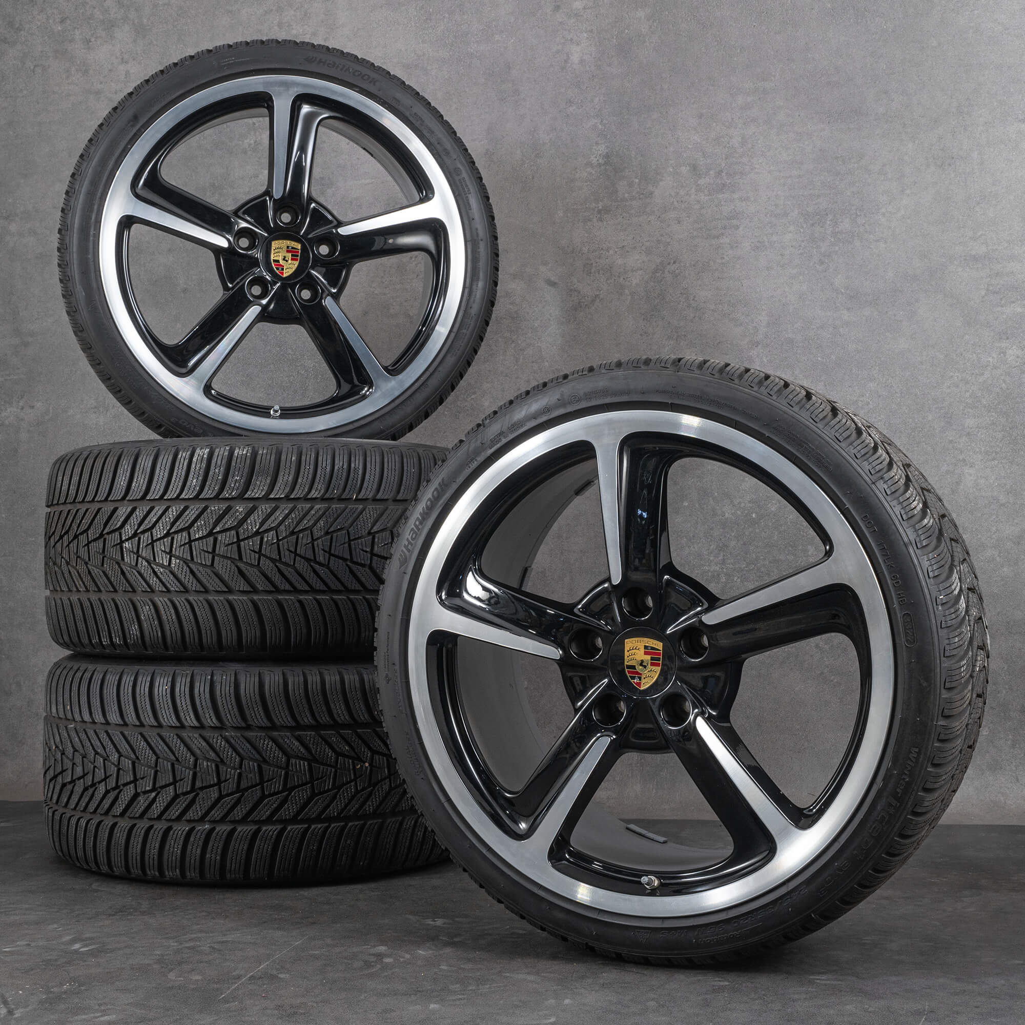 Original Porsche 991 I fälgar 20 tum C4 4S sommarhjul 99136216240 99136216741 Techno hjul djup svart