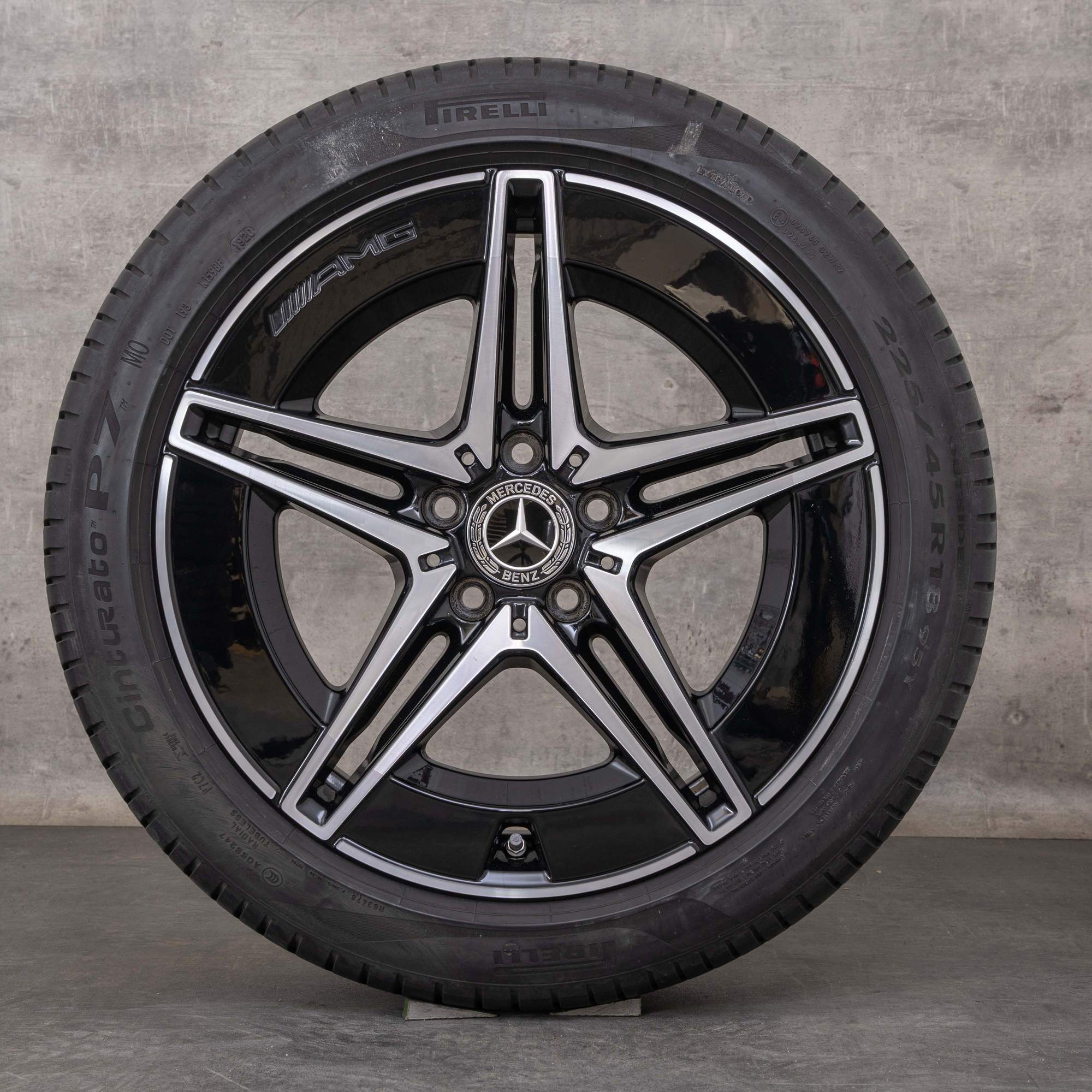 Original Mercedes Benz C-Klasse AMG Felgen 18 Zoll W206 S206 Sommerräder A2064011700 A2064011800 schwarz glanzgedreht