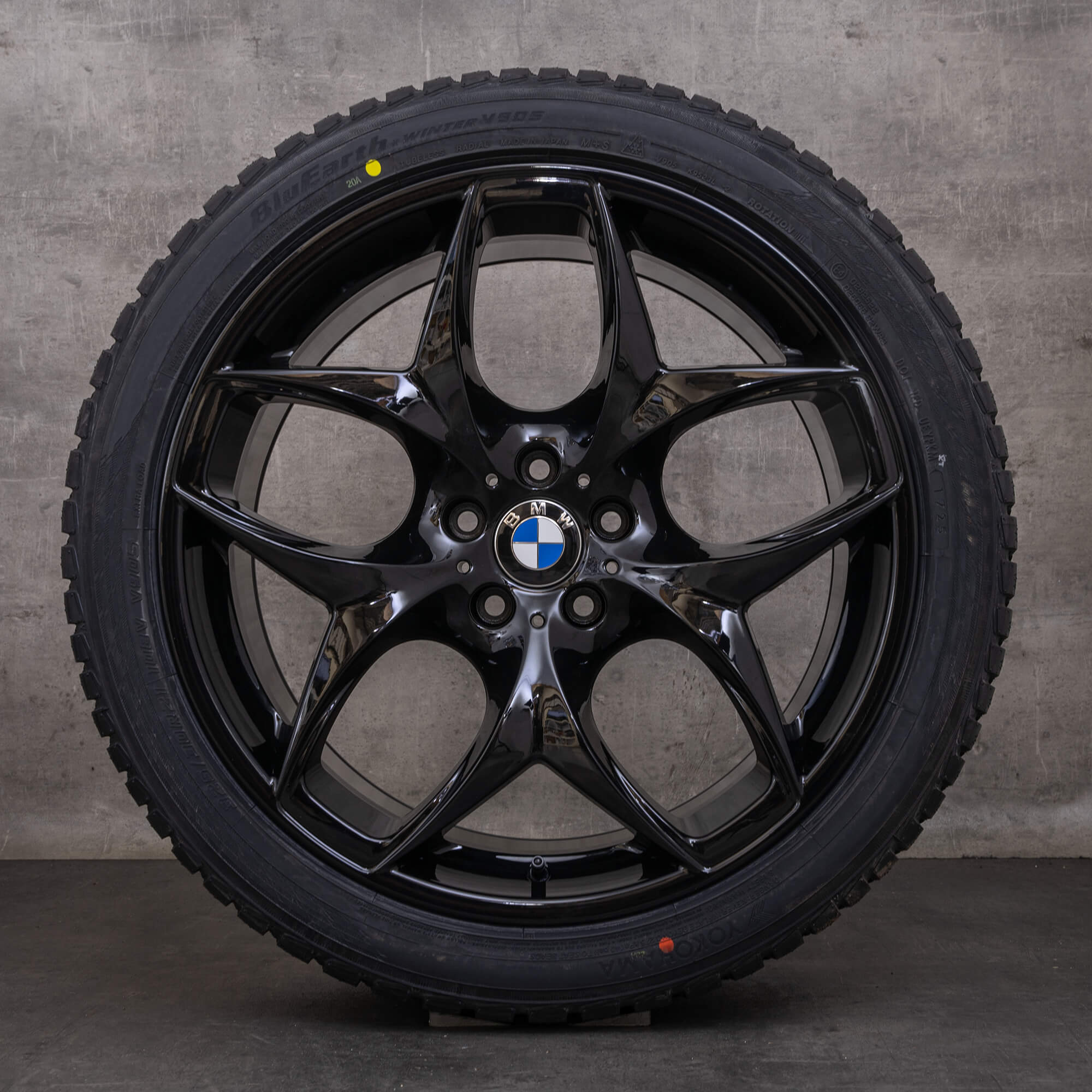Original BMW X5 X6 vinterhjul 21 tum E71 E72 fälgar / fälg styling 215 6772252 6782835 svart glansig