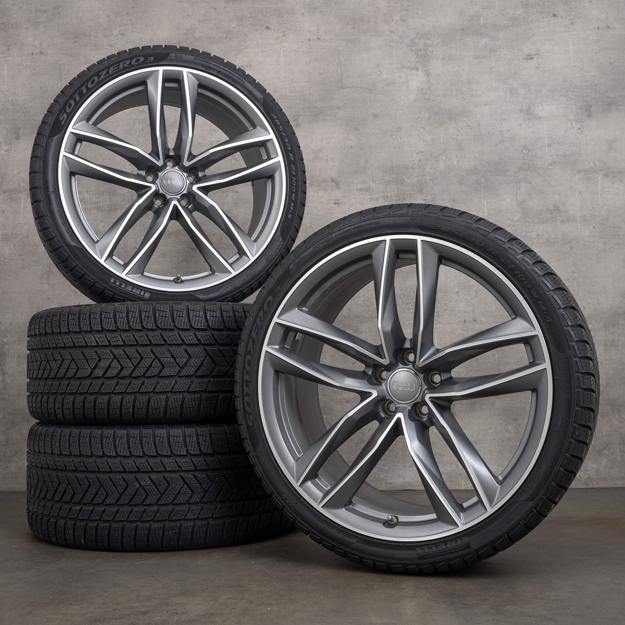 Original Audi RS6 Winterräder 21 Zoll 4G C7 Felgen S Line 4G0601025CF titan matt glanzgedreht