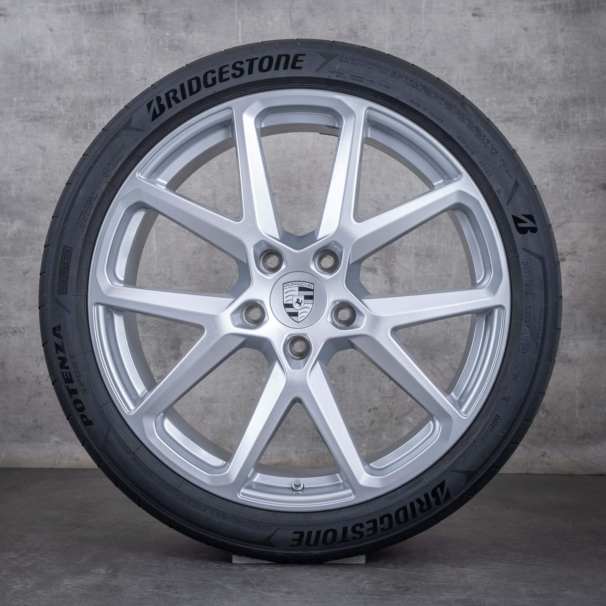 Original Porsche Panamera Felgen 21 Zoll 976 Sommerräder 976044660F Sport Design silber glanz