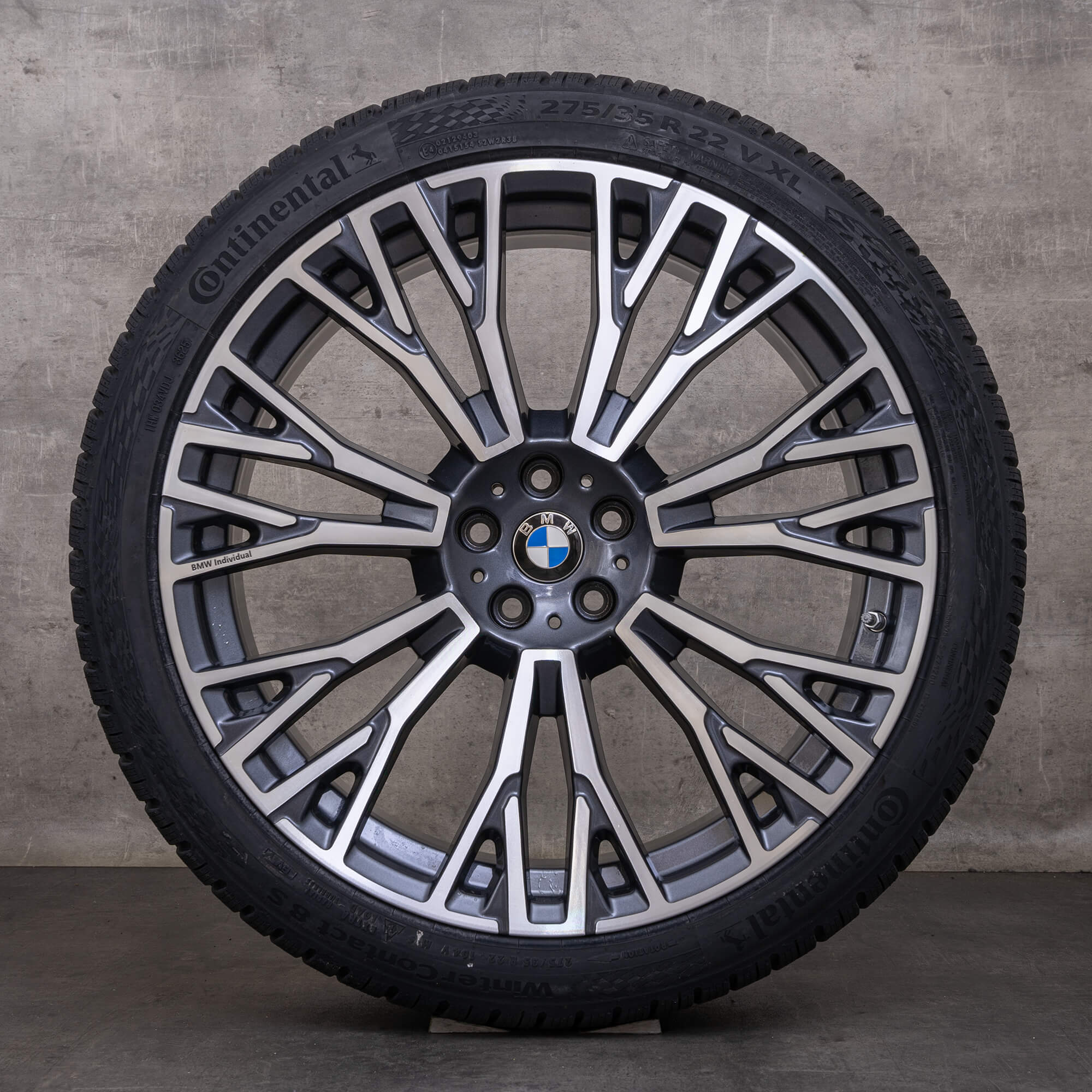 Jantes e pneus inverno originais BMW X5 X6 22 polegadas G05 G06 jantes 6883763 6883764 Styling 745i orbit grey glossy turned NEW