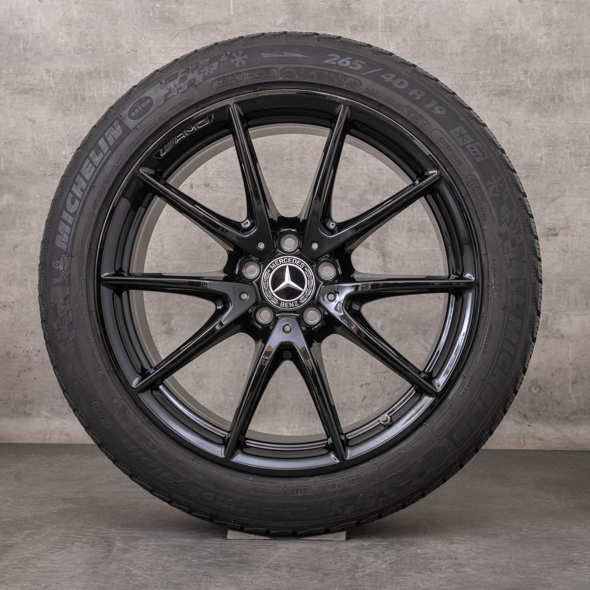 Oryginał Mercedes Benz Klasa E E63 & S AMG koła zimowe 19 cali W213 S213 felgi A2134012600 A2134014600 czarny błyszczący