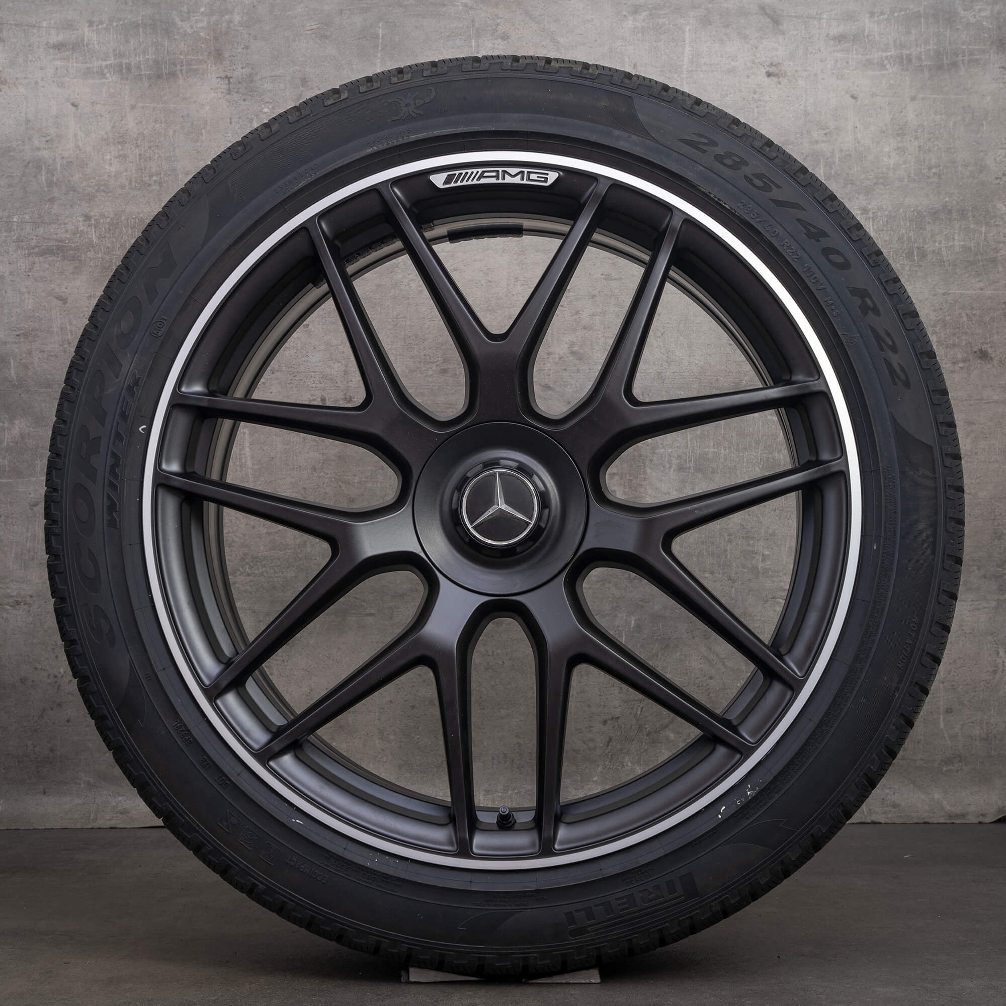 Oryginalne koła zimowe do Mercedes-Benz GLE 53 63 S AMG 22 cale felgi X167 C167 numery katalogowe A1674015601 A1674015701 czarne matowe z efektem diamond cut NOWE