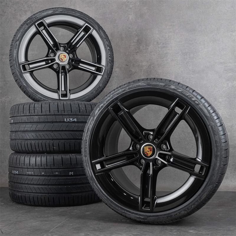 Oryginał Porsche Taycan 9J1 II koła zimowe 21 cali felgi 9J1601025BQ 9J1601025BR Mission E czarny połysk NOWOŚĆ
