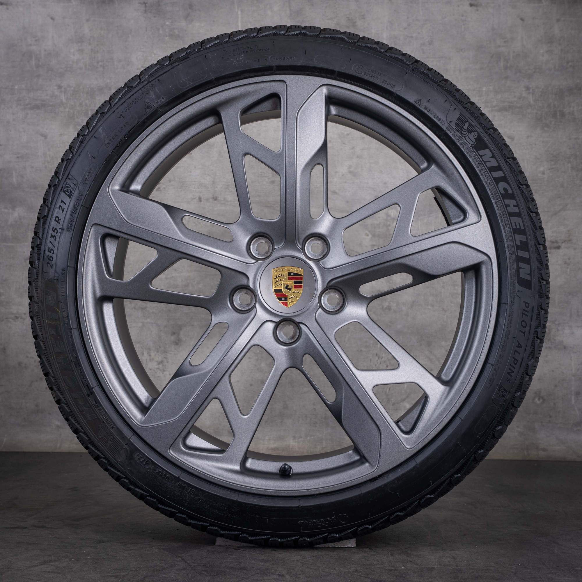 OEM Porsche Taycan 9J1 I & II winter wheels 21inch 9J1 rims 9J1601025AL 9J1601025AM Vesuv Gray Matte - wheel 2 of 4