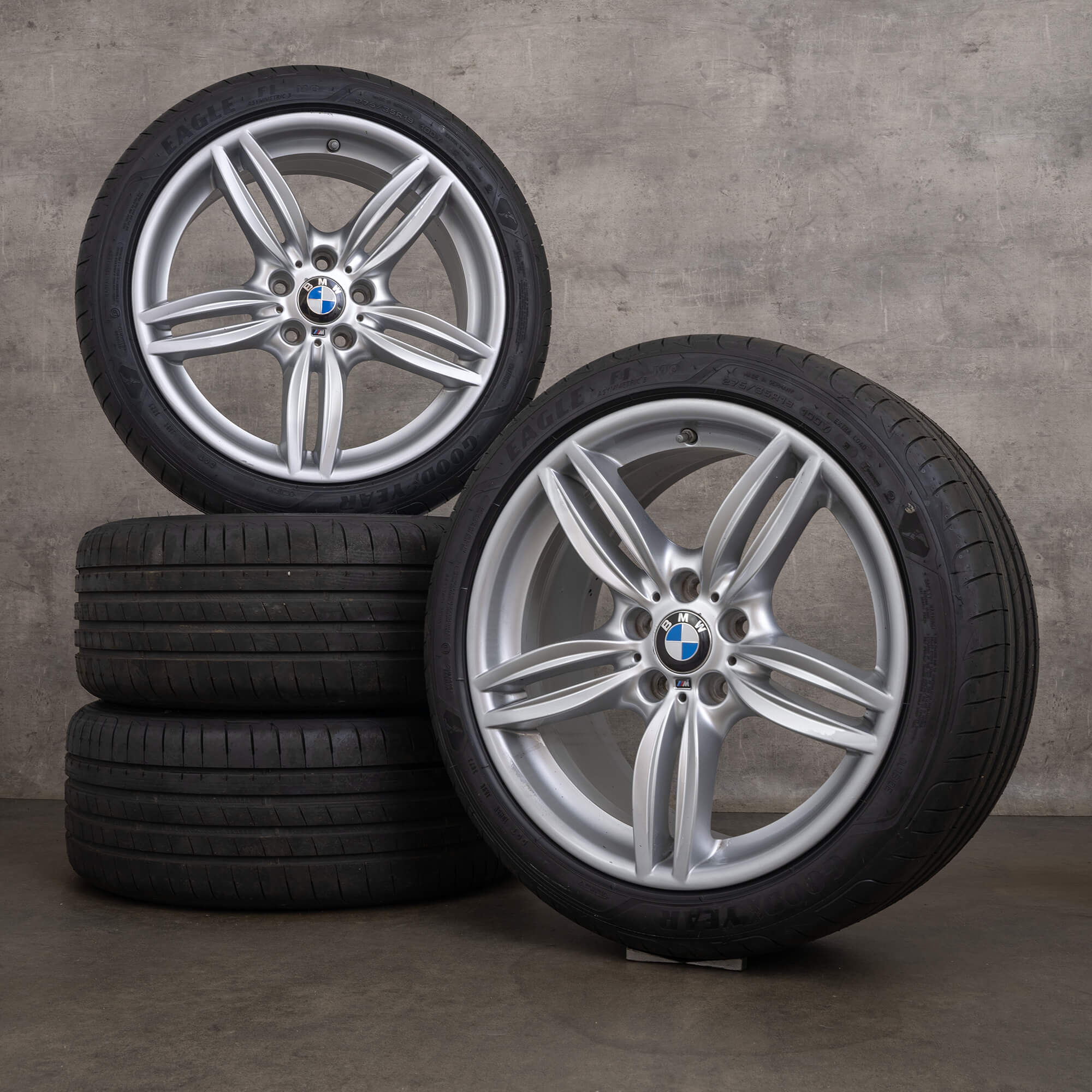 Originale BMW 5-serie 6-serie felger 19 tommer F10 F11 F12 F13 F06 sommerhjul styling 351 M 7842652 7842653 sølv