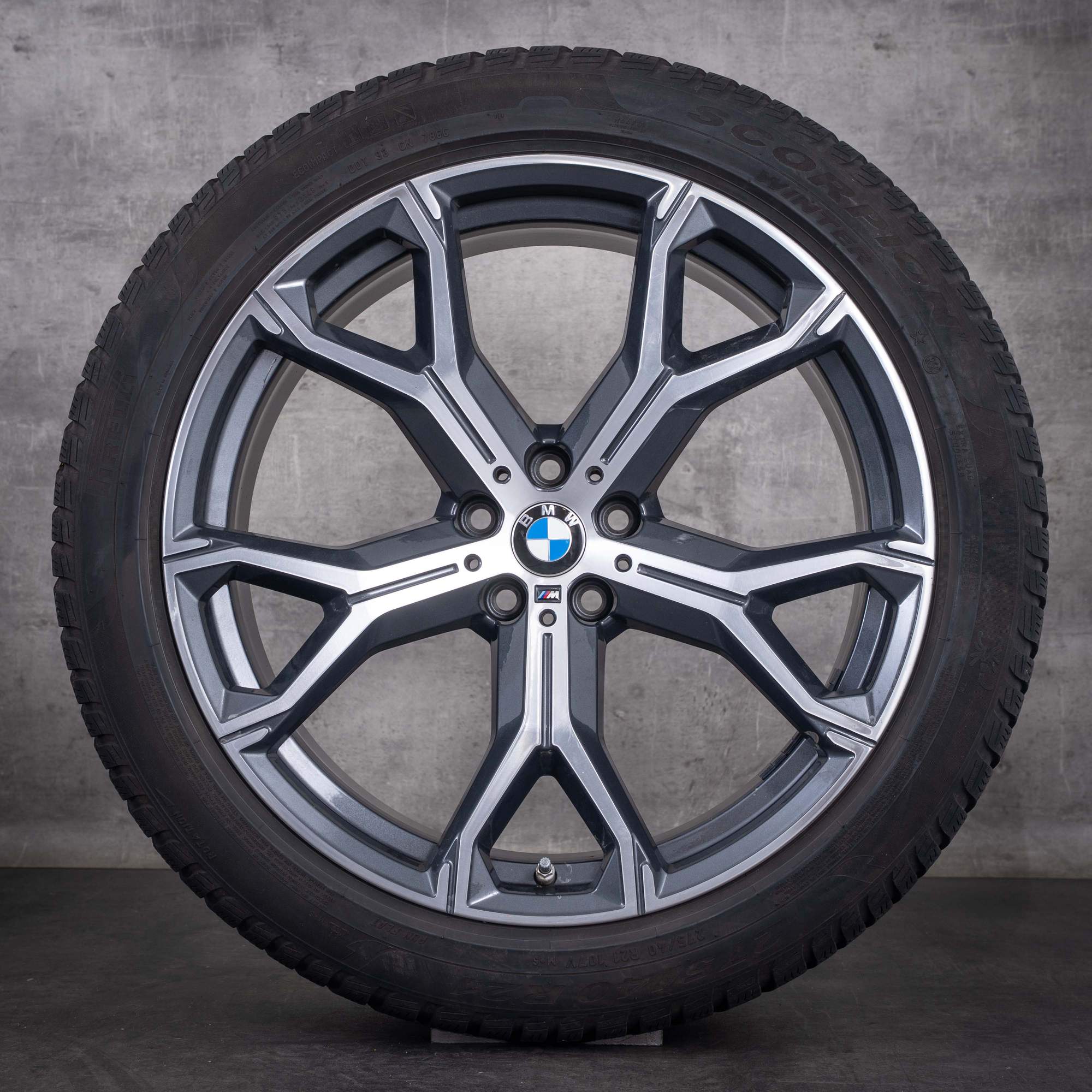 Roues hiver d'origine BMW X5 X6 21 pouces G05 G06 741 M 8071998 8071999 gris orbite face avant diamantée - roue 1 sur 4