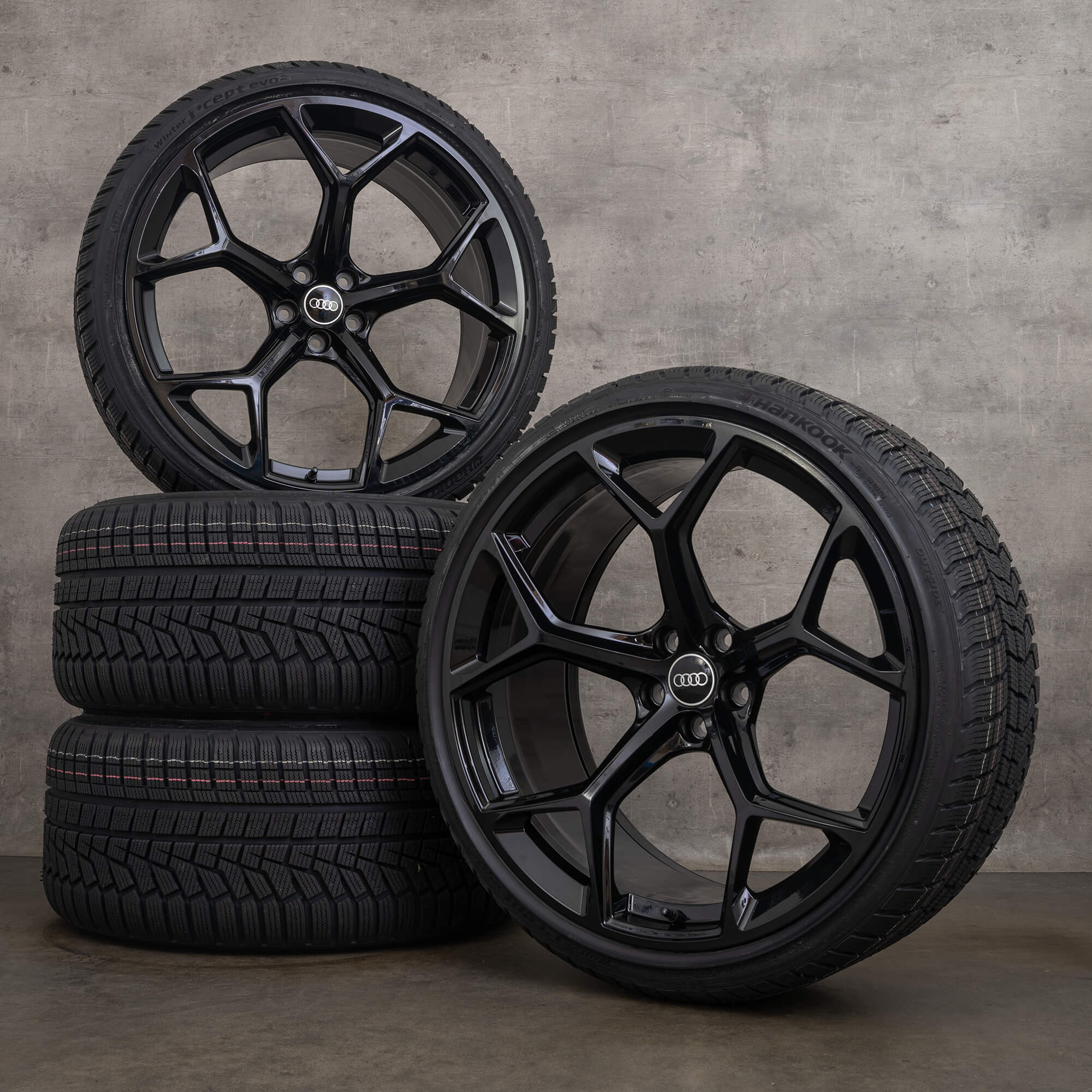 OEM Audi RS6 RS7 snow tire packages 22 inch 4K C8 Rims 4K0601025BM Performance honeycomb design black gloss NEW