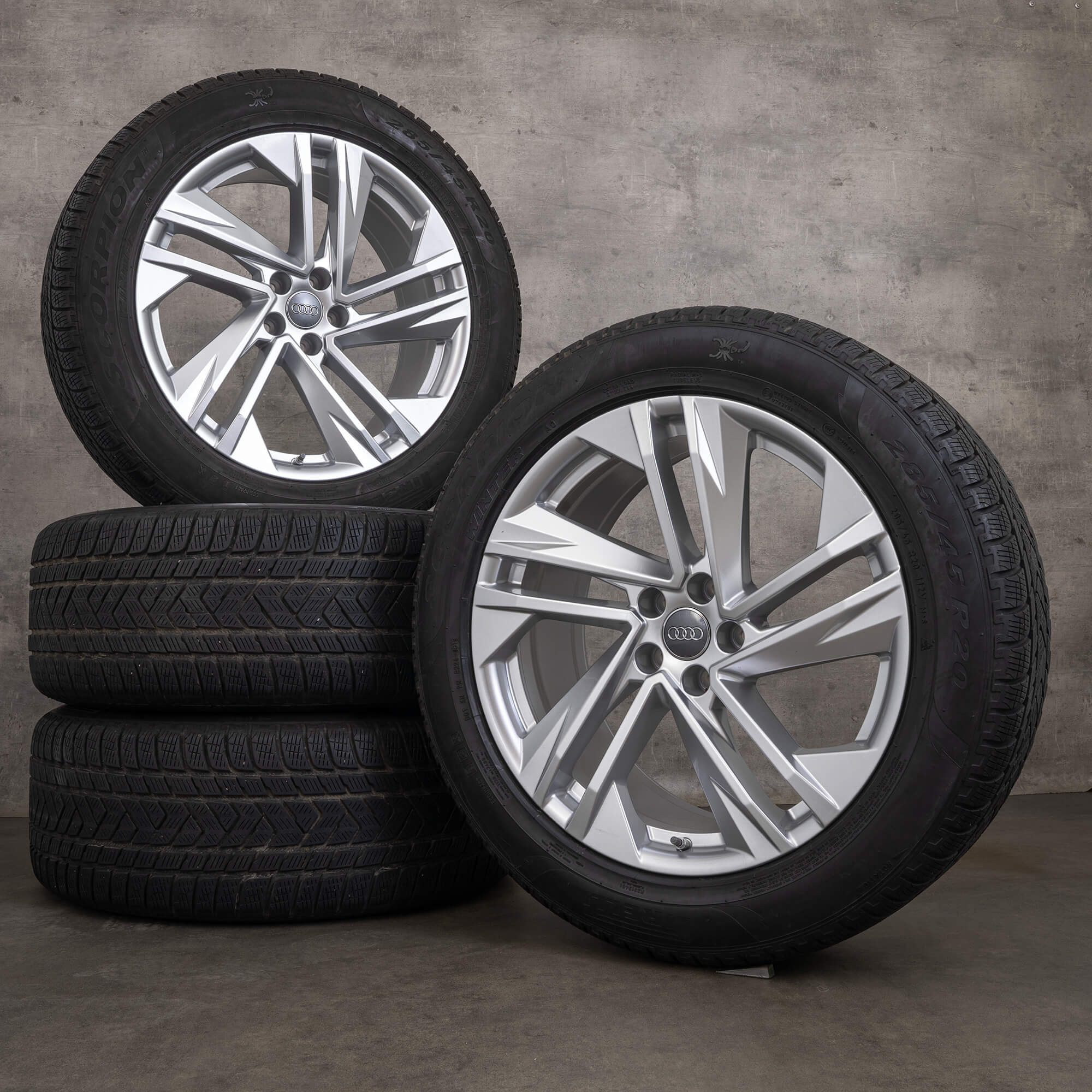 Originele Audi Q7 velgen 20 inch 4M winterwielen 4M0601025BQ turbines zilver winterbanden