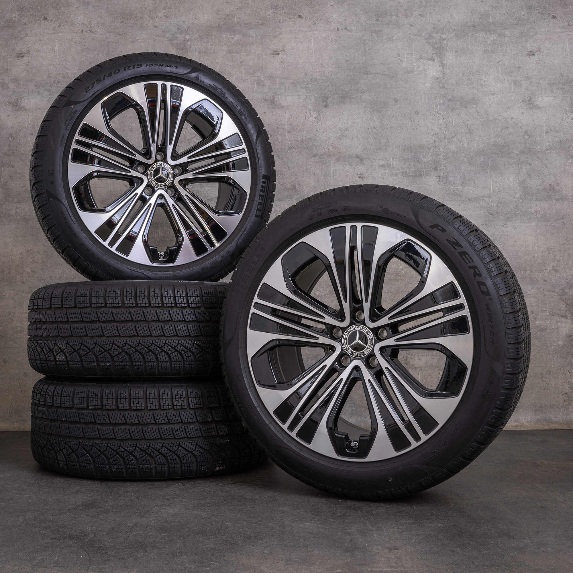 Alkuperäiset Mercedes Benz E-sarjan talvirenkaat 19 tuuman W214 S214 vanteet A2144012300 musta kiillotettu