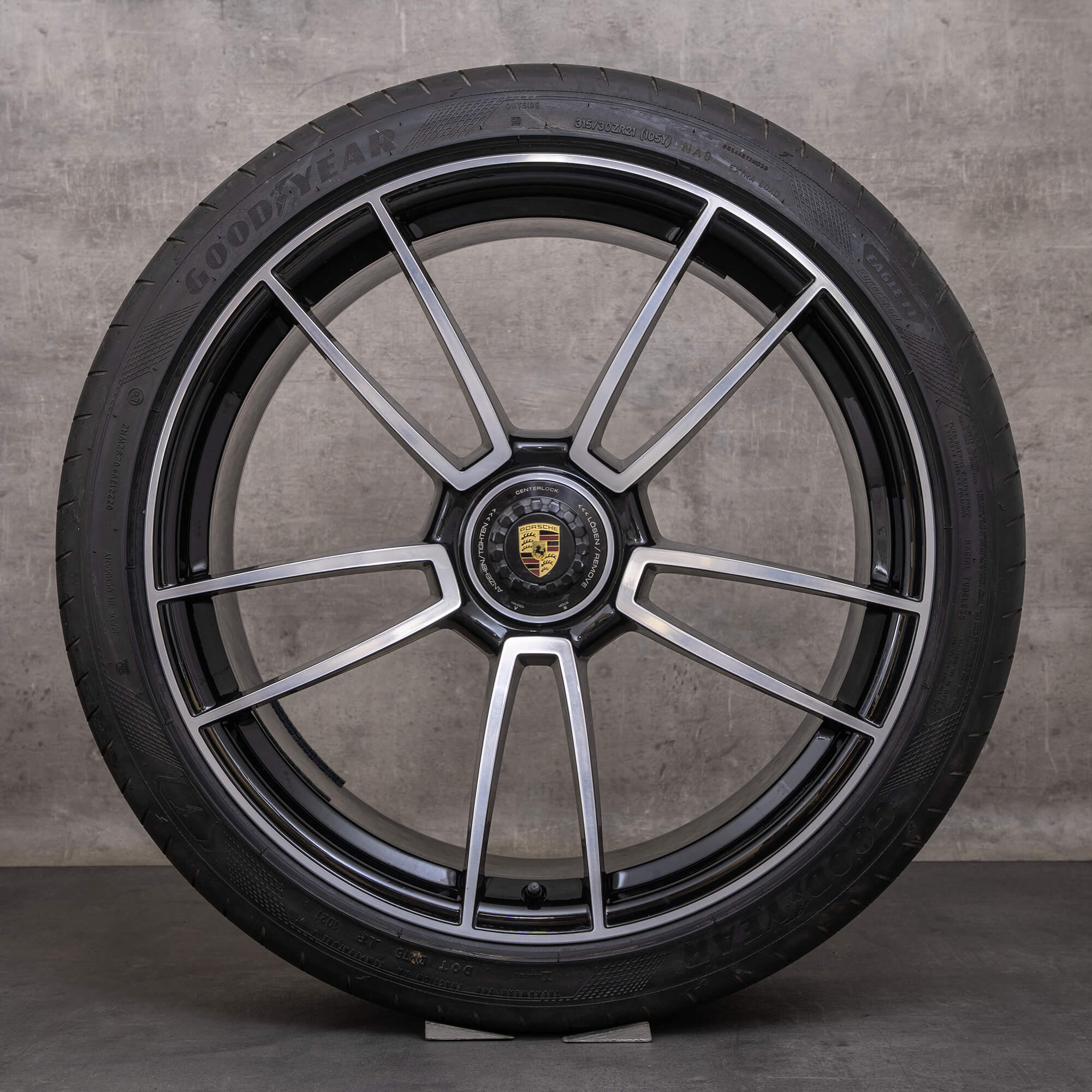 Jante originale Porsche 911 20 21 inch 992 Turbo & S Anvelope de vară 992601025AS 992601025AA negru lucios Lucios