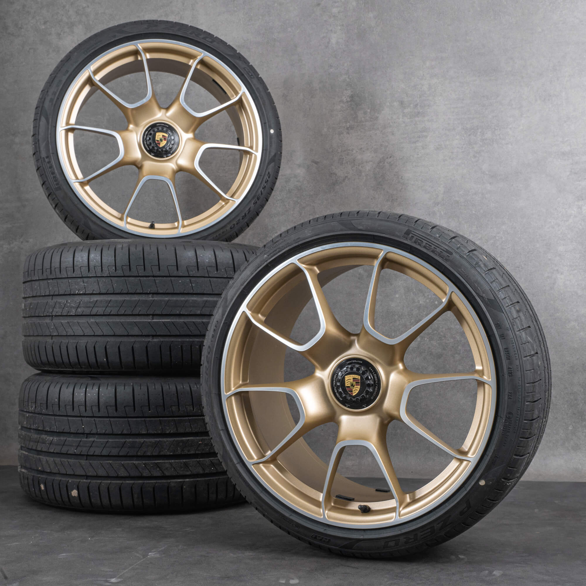 Originale Porsche 992 Turbo S 20 21 pollici cerchi Exclusive Aurum pneumatici estivi nuovo
