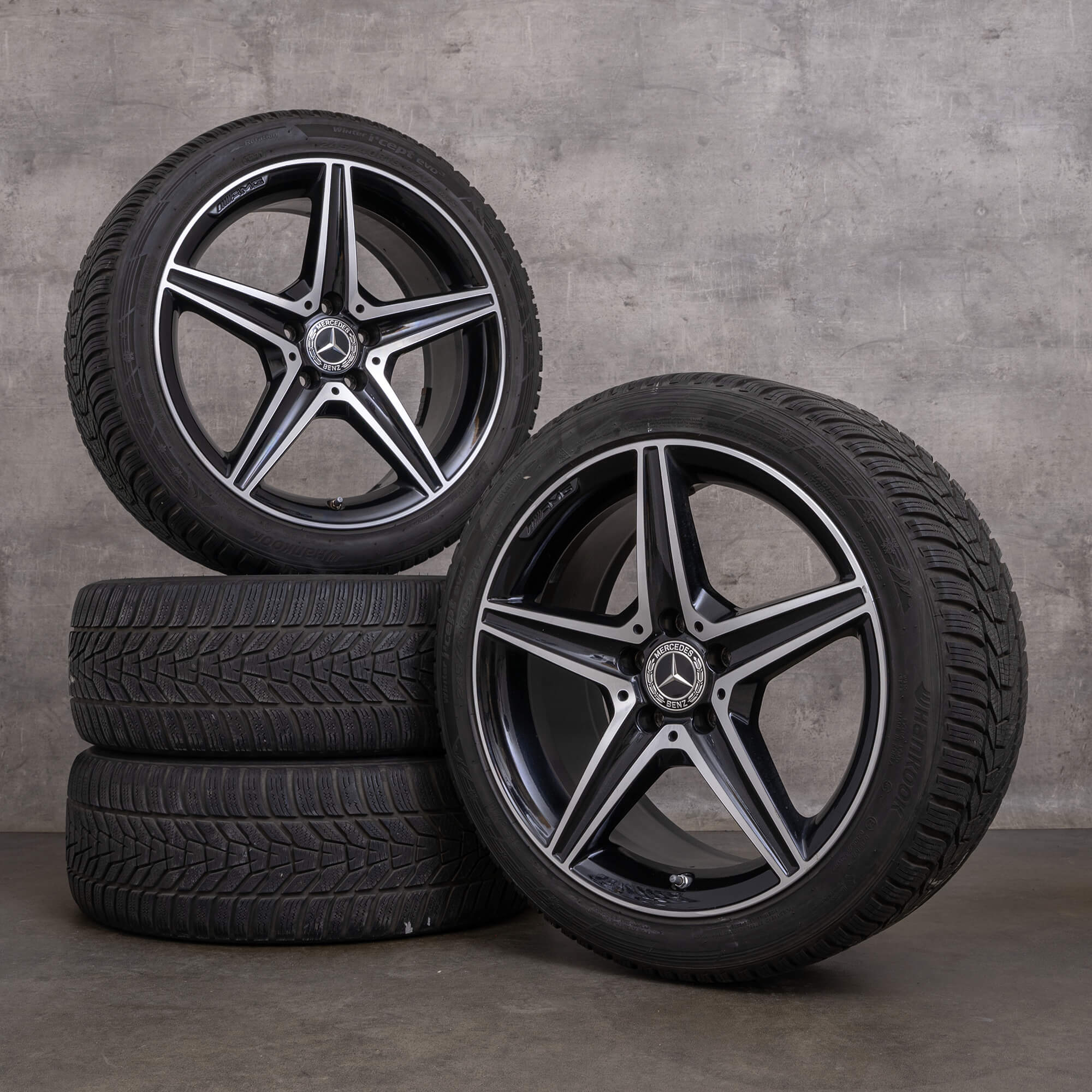 Originele Mercedes Benz C-klasse C43 C450 Sport AMG wintervelgen 18 inch W205 velgen A2054014800 A2054017200 zwart glanzend gedraaid