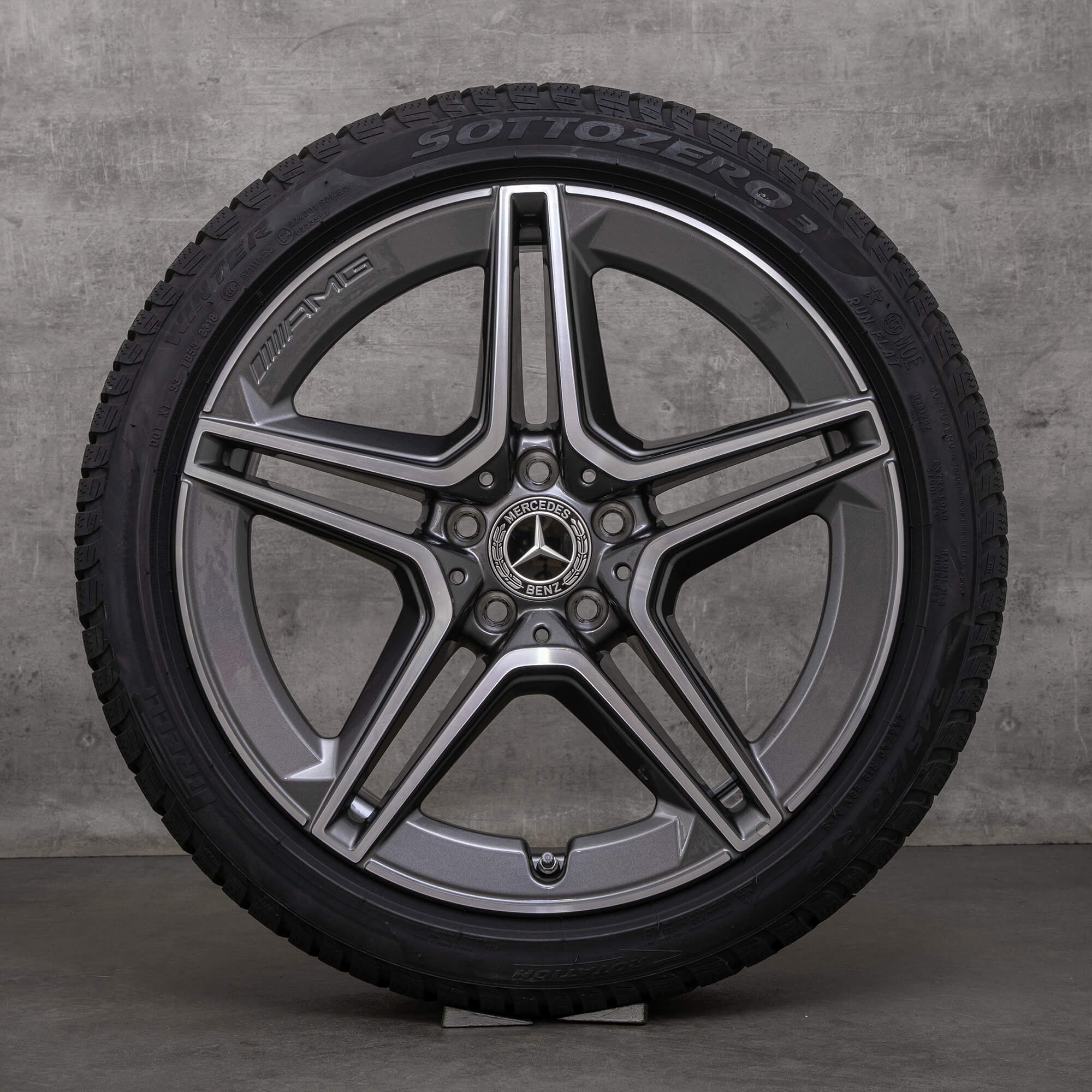 Original Mercedes Benz CLS AMG vinterhjul 19 tommer C257 fælge A2574011500 himalaya grå blank drejet