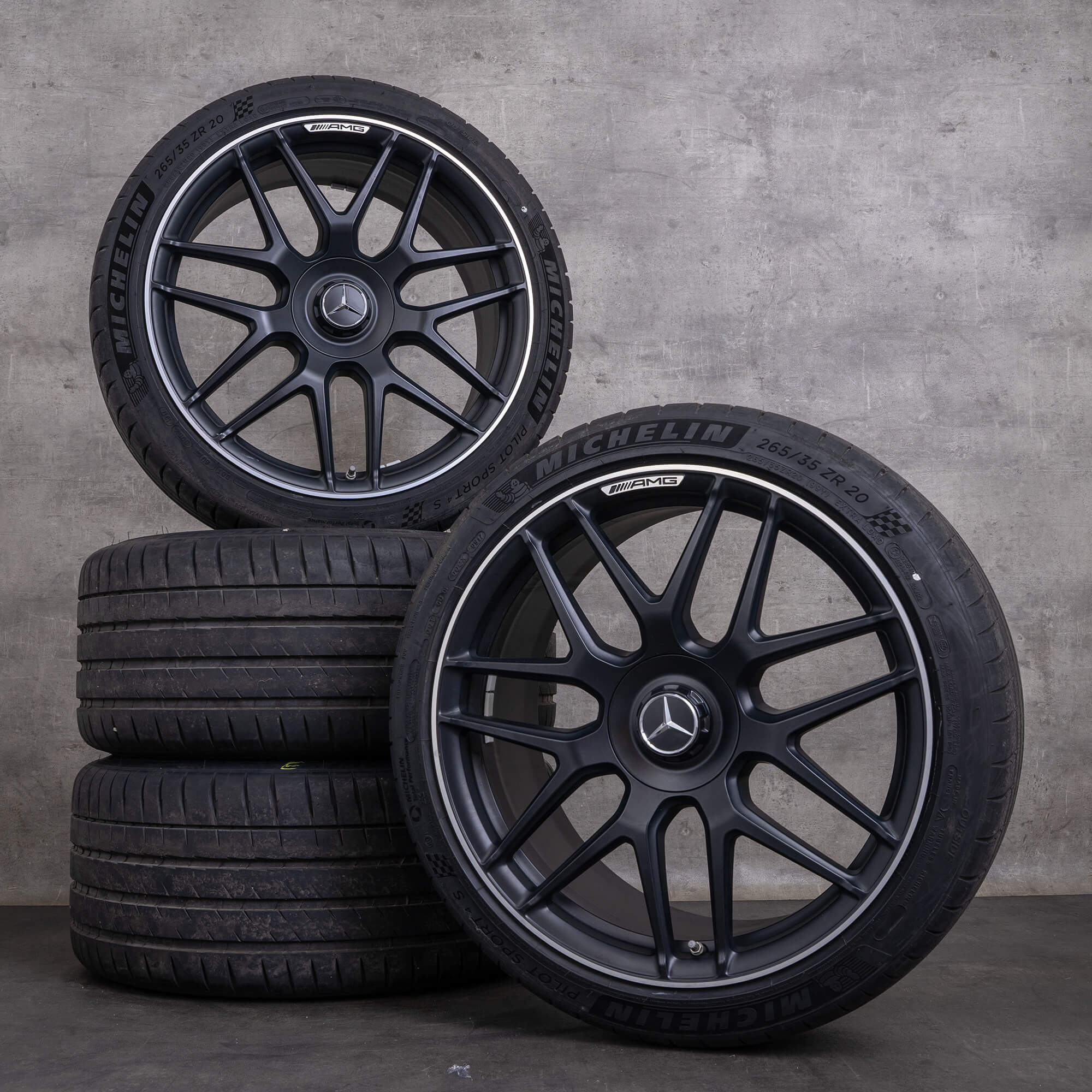 OEM Mercedes Benz E-Class E63 & S AMG 20 inch W213 S213 summer wheels A2134013000 A2134013100 Rims black glossy turned