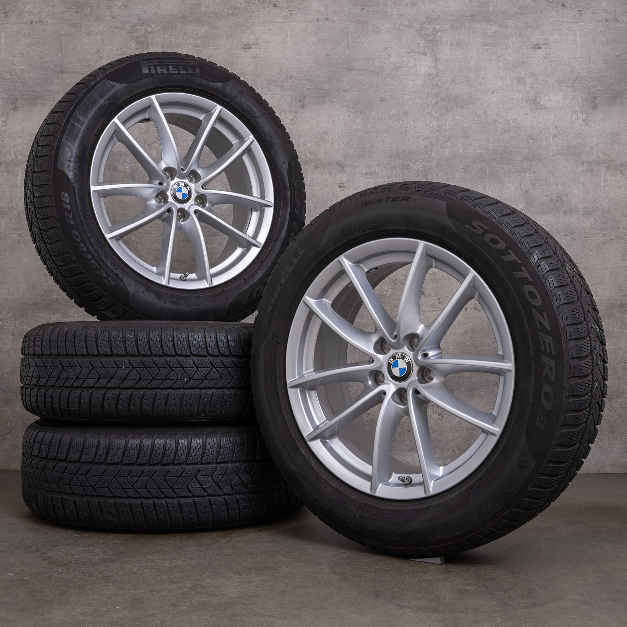 Original BMW X3 X4 kompletta vinterhjul 18 tum G01 G02 fälgar styling 617 6880047 silver