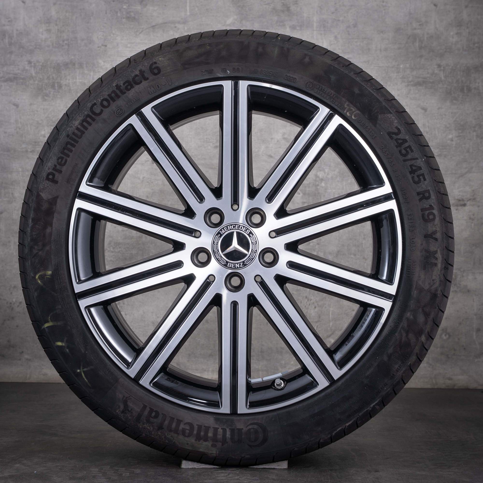 Originalfälgar till Mercedes-Benz V-Klass 19 tum W447 Vito Sommarhjul A4474015600 svarta frontpolerade